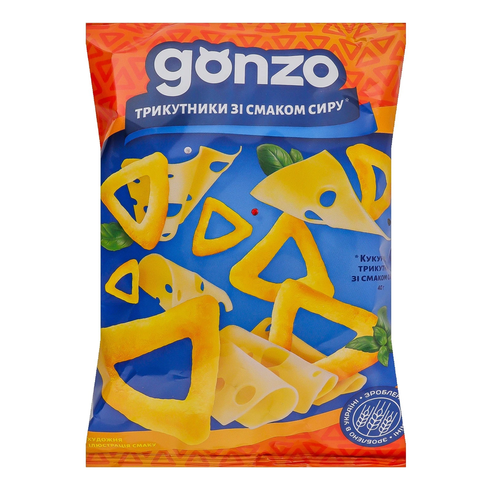 Снеки Gonzo кукурудзяні трикутники зі смаком сиру 40г Фото №:1