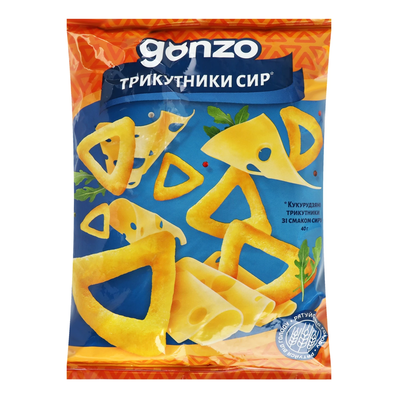 Трикутники кукурудзяні Gonzo зі смаком сиру 40г Фото №:1