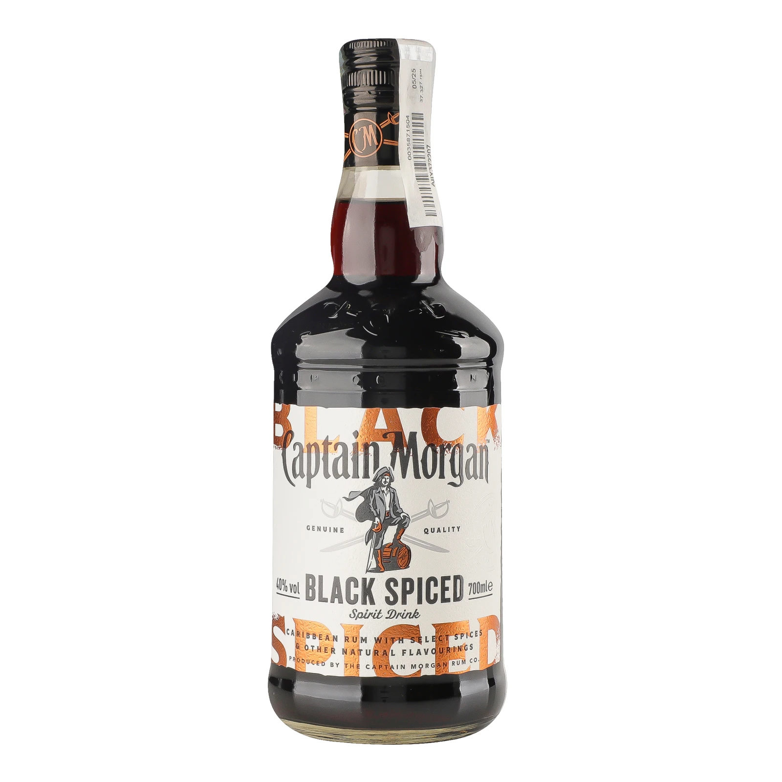 Напій алкогольний Captain Morgan Black Spiced на основі Карибського рому 40% 0.7л