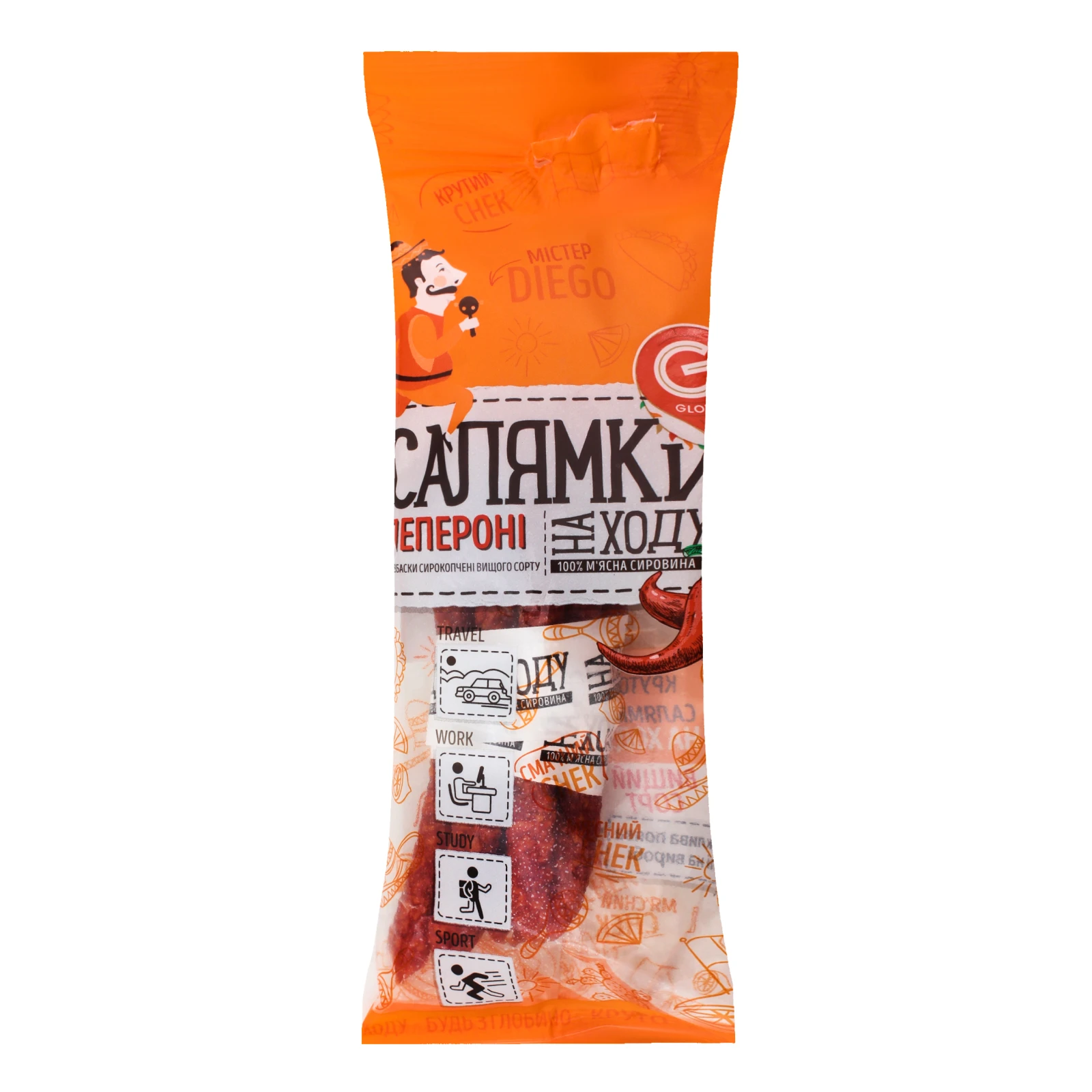 Ковбаски Глобино Салямки Пепероні сирокопчені 85г Фото №:1