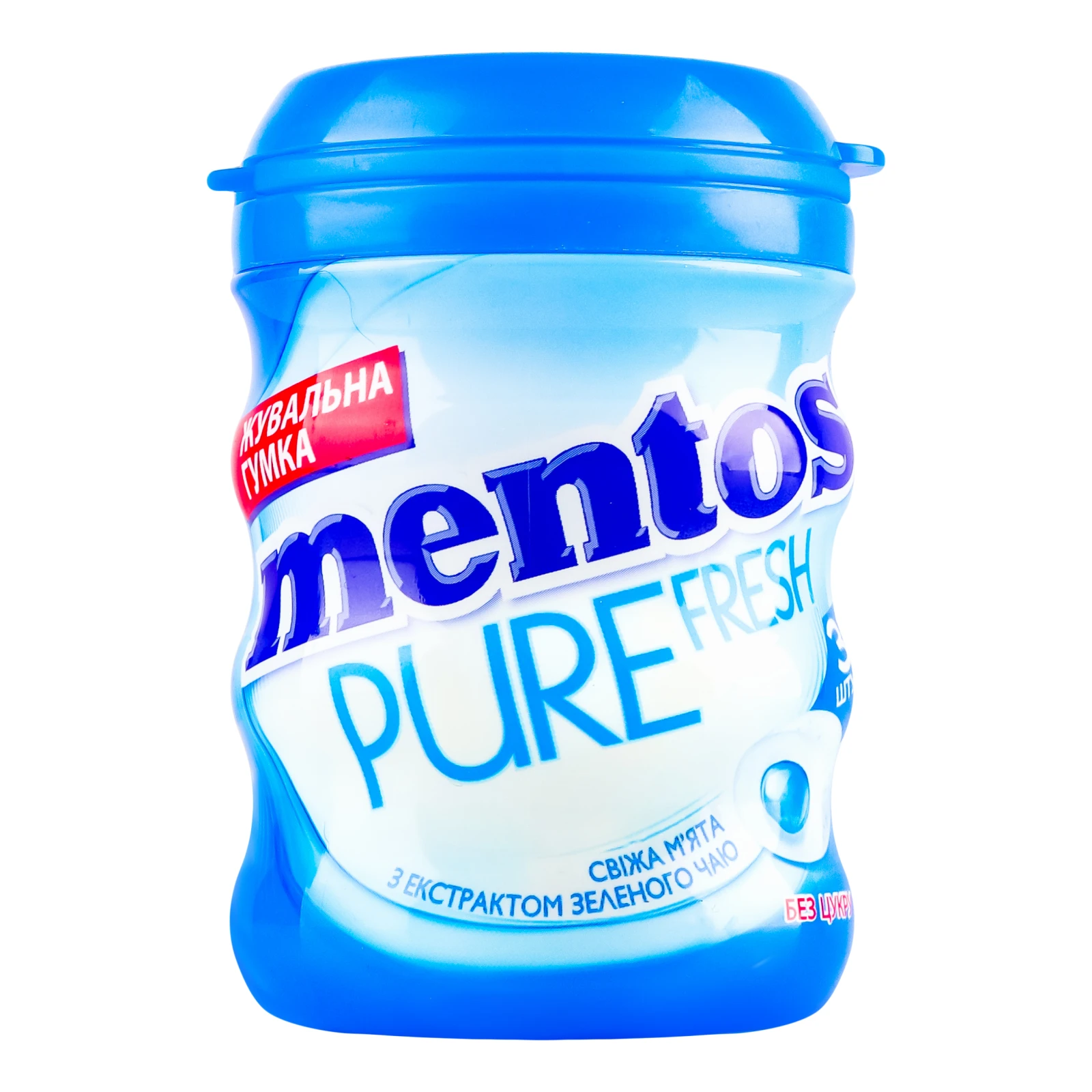 Гумка жувальна Mentos Pure fresh без цукру зі смаком Cвіжа м'ята з екстрактом зеленого чаю 56г Фото №:1