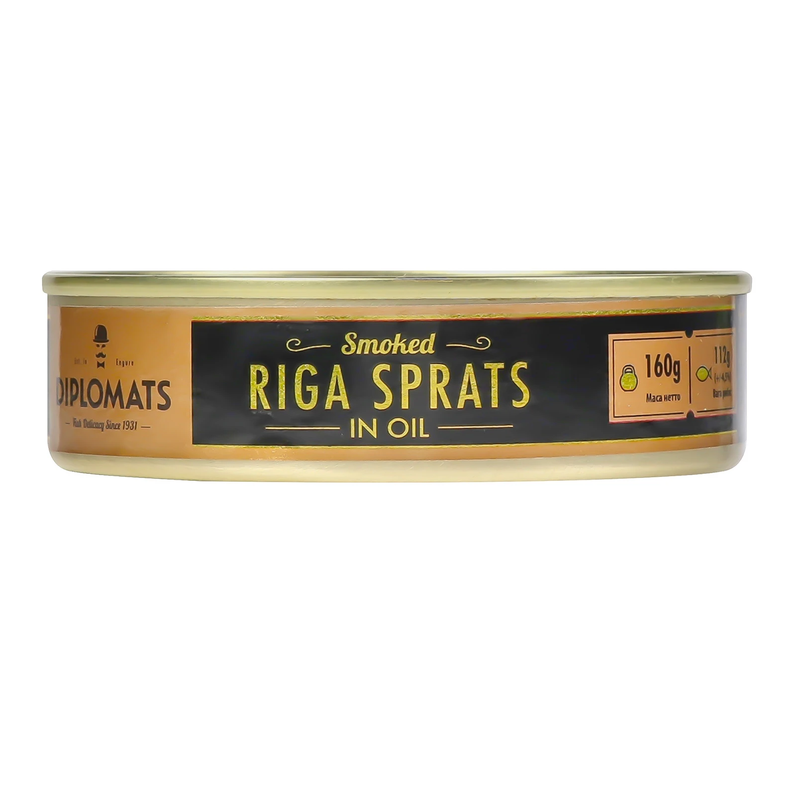 Шпроти Diplomats Ризькі копчені в олії 160г Фото №:1