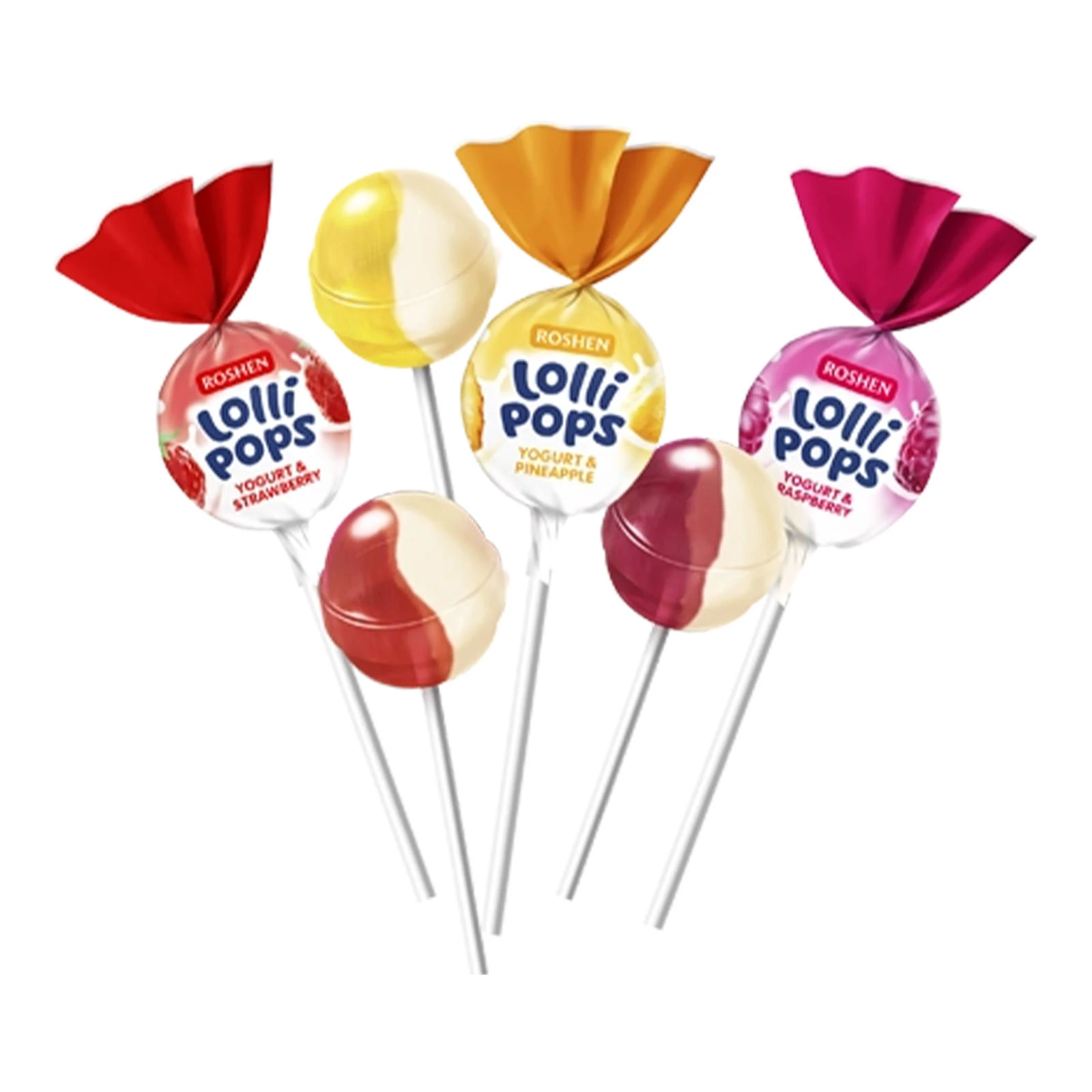 Цукерки Roshen карамель Lollipops йогуртовий смак Фото навігації №:1