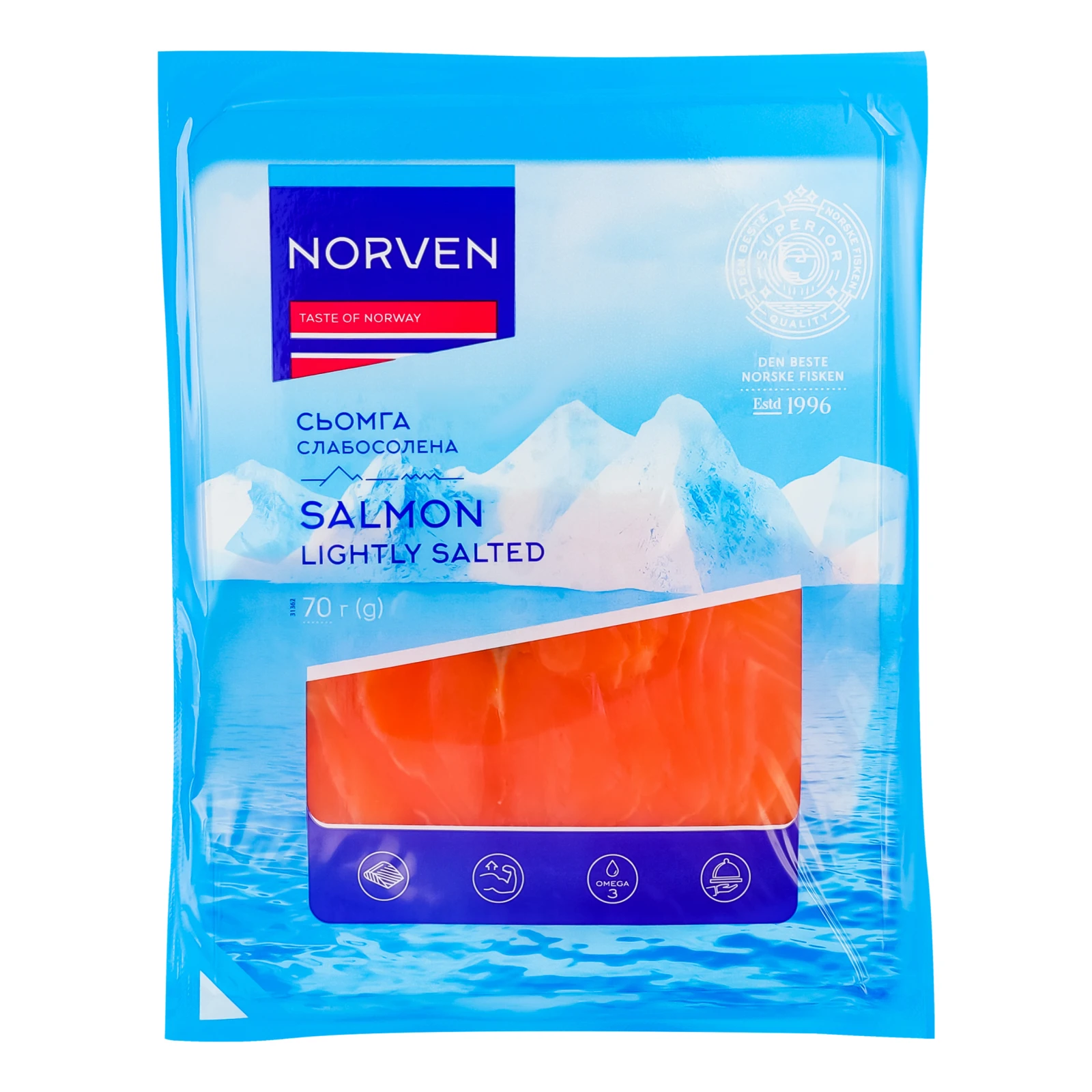 Сьомга Norven слабосолена нарізка 70г Фото №:1