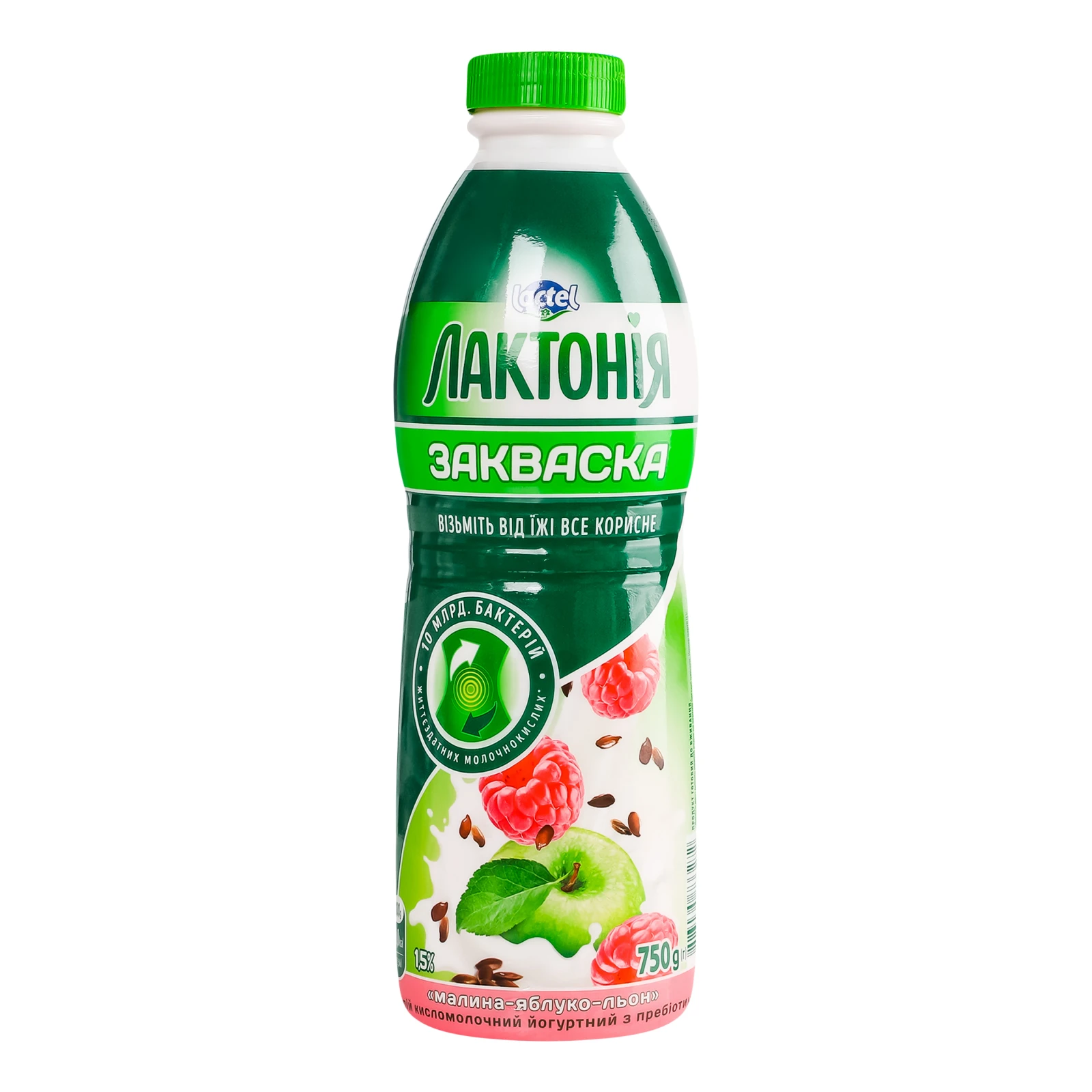 Закваска Лактонія з пребіотиком Малина, яблуко, льон 1.5% 750г Фото №:1