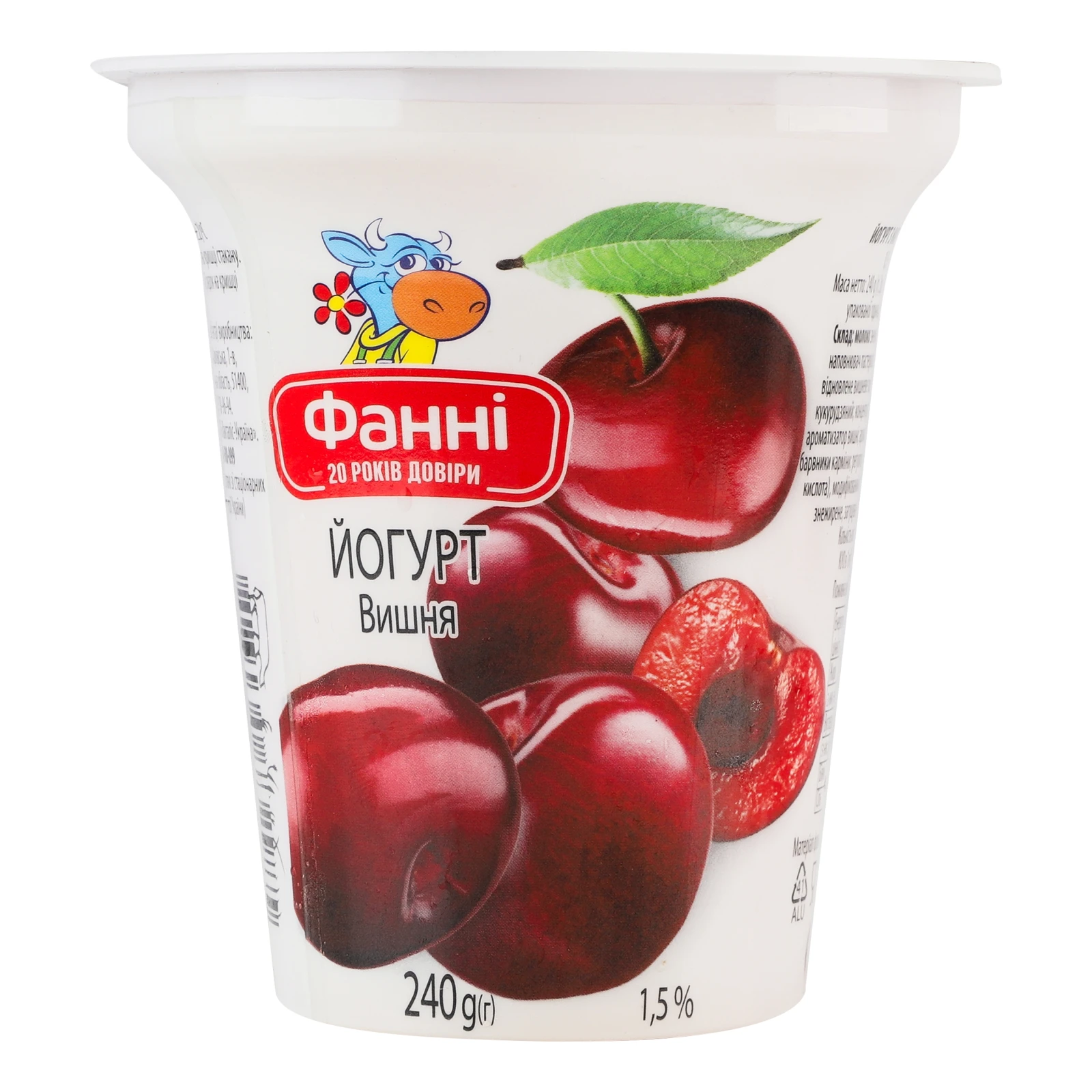 Йогурт Фанні Вишня 1.5% 240г Фото №:1