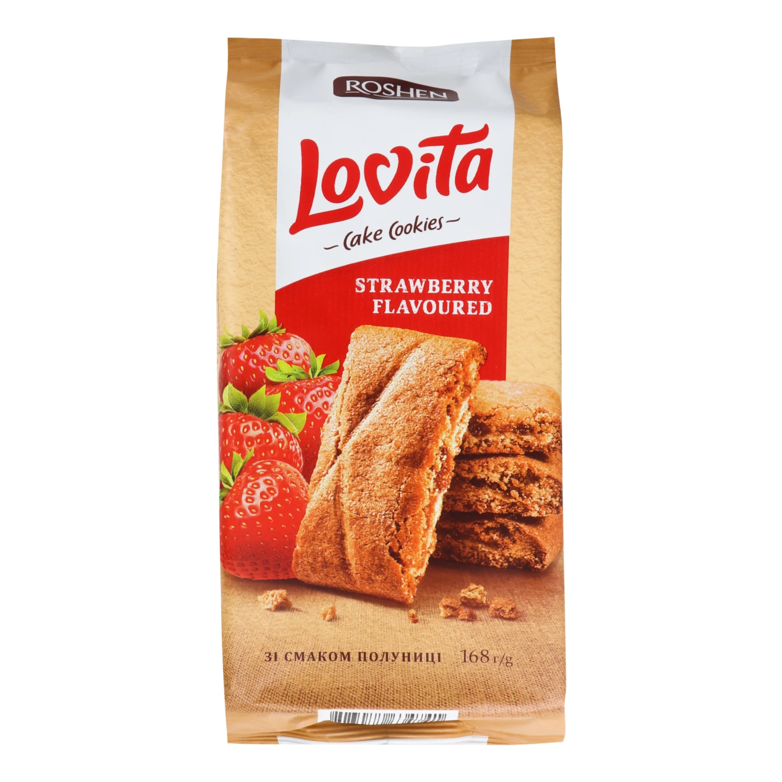 Печиво Roshen Cake Cookies Lovita здобне з полуничною начинкою 168г Фото №:1