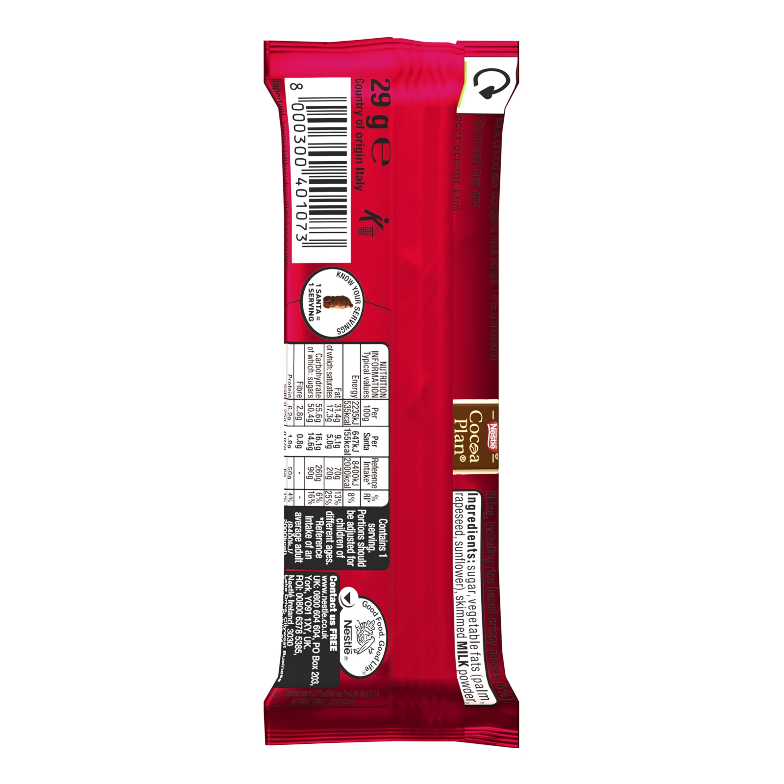 Фігурка шоколадна Kit Kat Christmas break молочна з какао-порошком, рисовими кріспами та шматочками вафель 29г Фото №:2