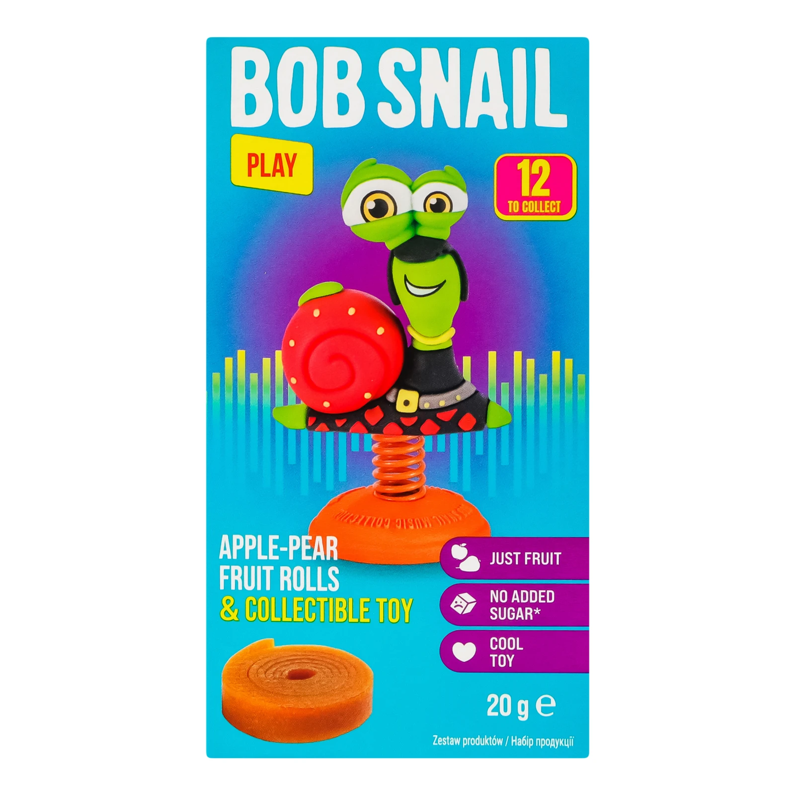 Цукерки Bob Snail Rolls фруктові натуральні Яблуко-груша 20г + іграшка Фото №:1