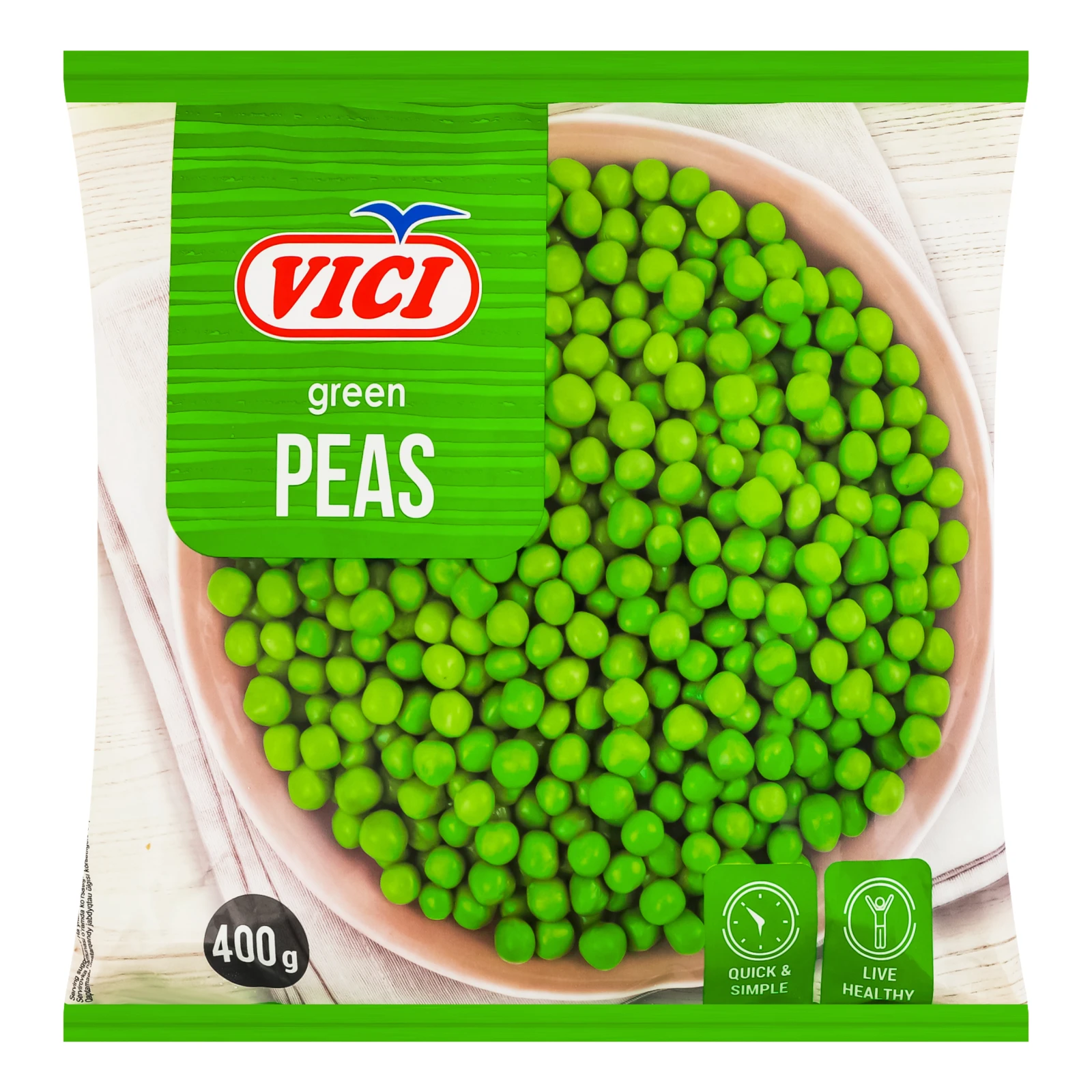 Горошок Vici зелений швидкозаморожений 400г Фото №:1
