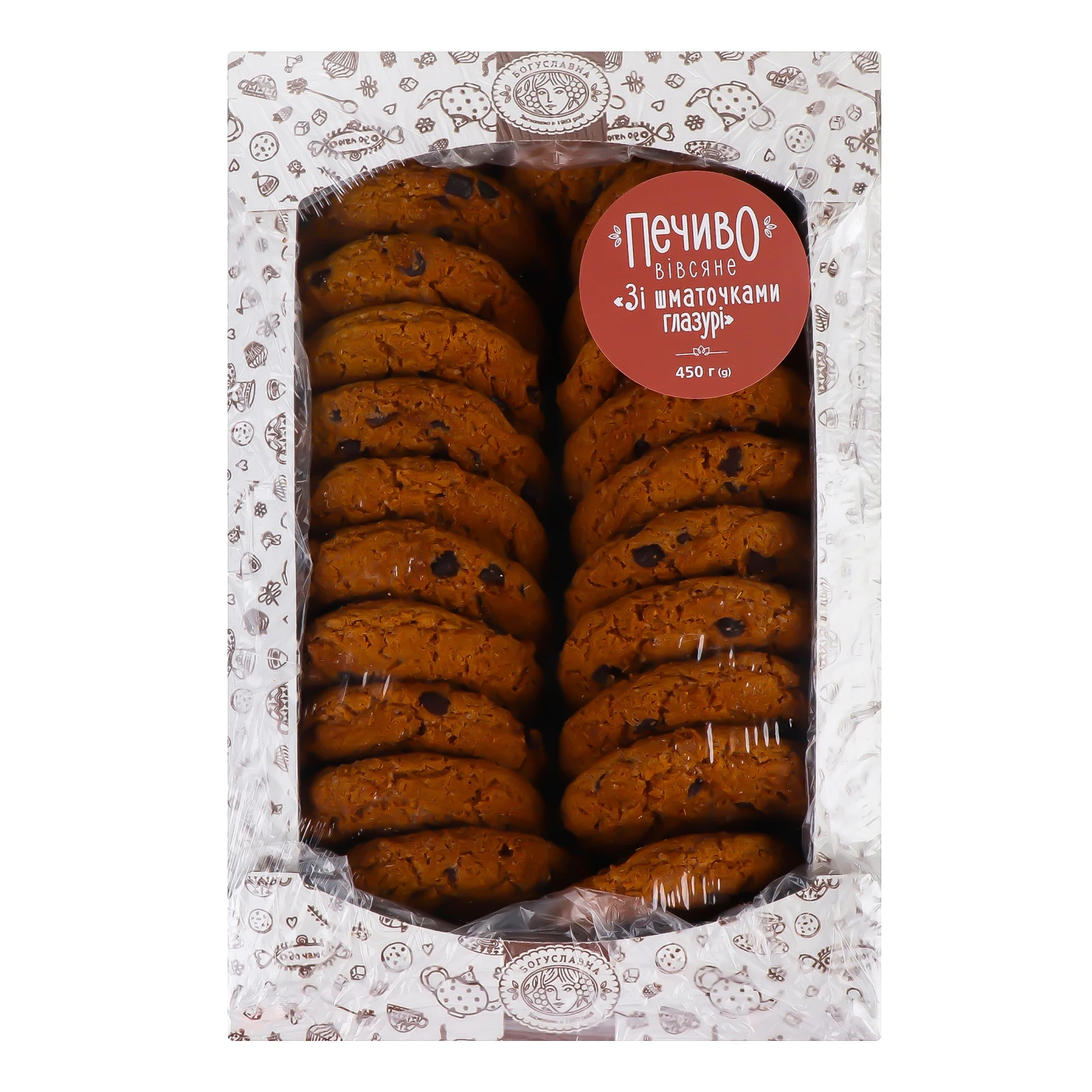 Печиво Богуславна вівсяне Зі шматочками глазурі 400г Фото №:1