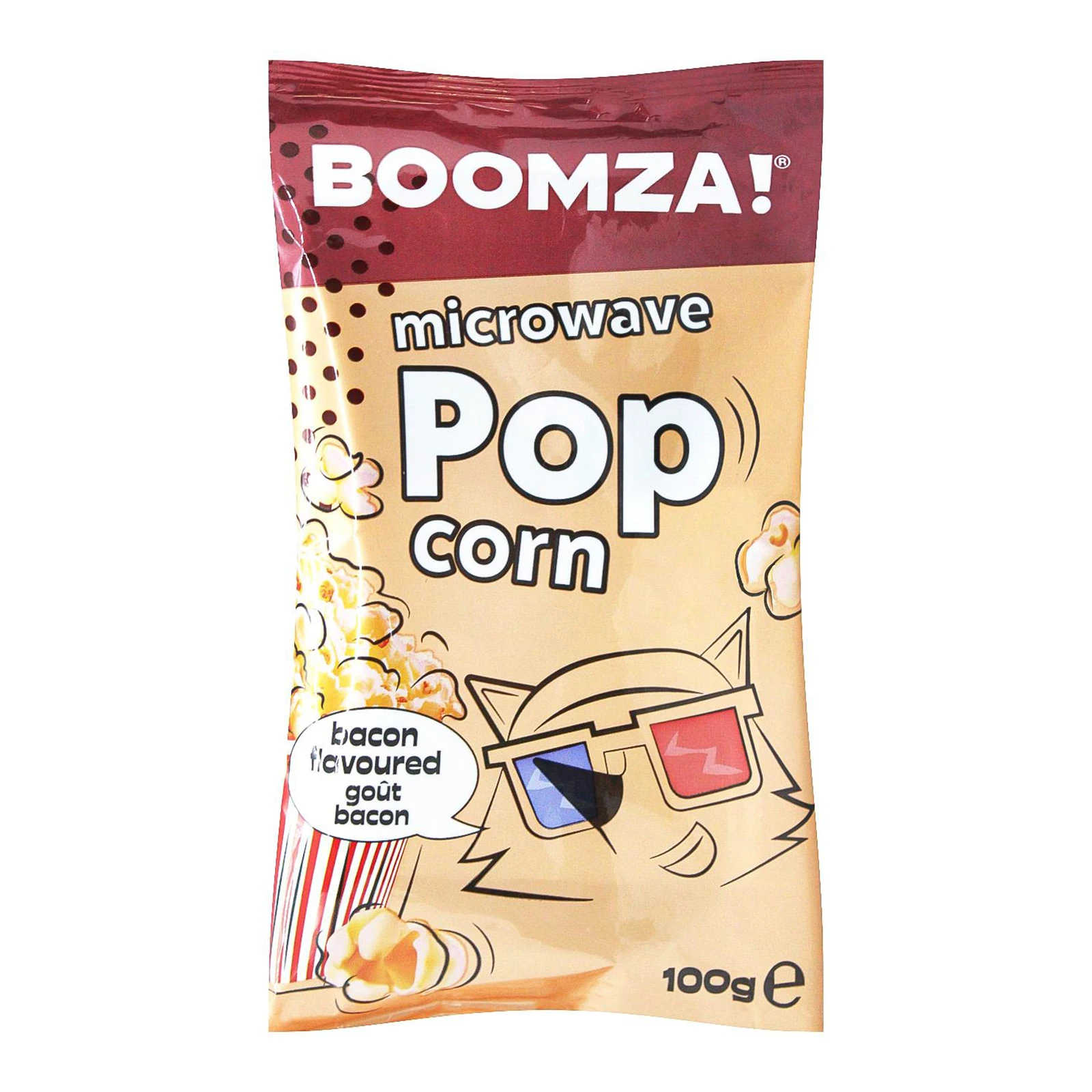 Кукурудза Boomza! для приготування попкорну в мікрохвильовій печі зі смаком бекону 100г