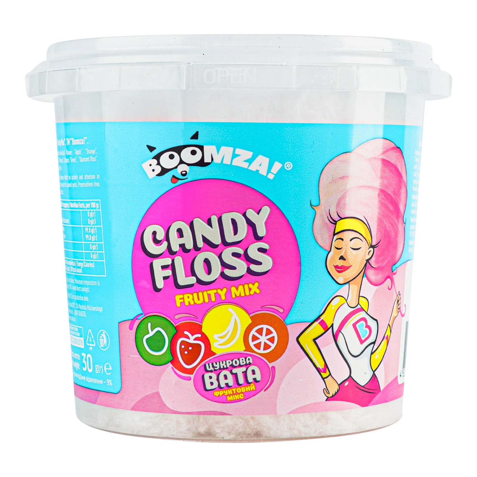 Вата цукрова Boomza! Candy Floss Фруктовий мікс 30г Фото №:1