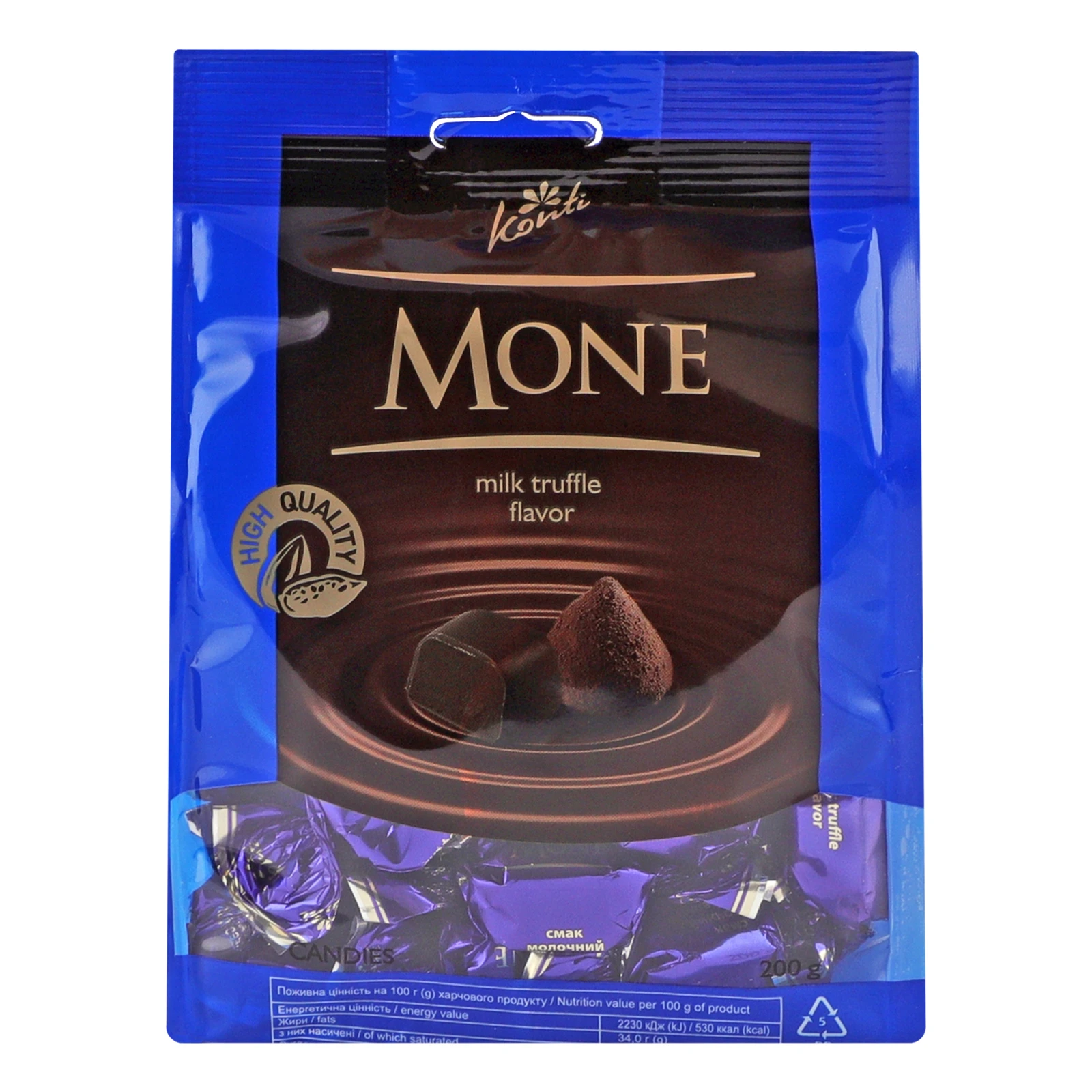 Цукерки Konti Mone зі смаком молочного трюфеля 200г Фото №:1
