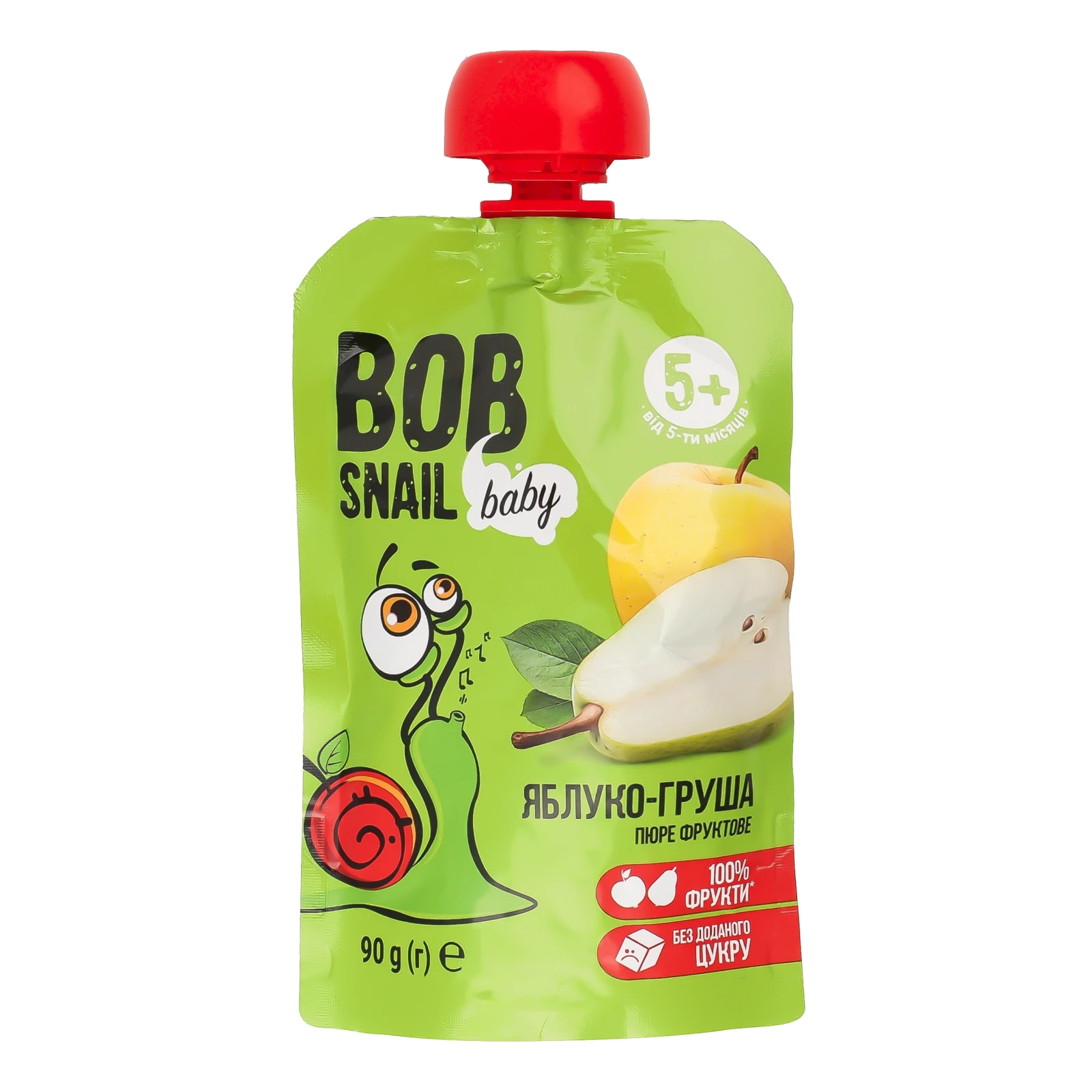 Пюре Bob Snail Baby Яблуко-груша фруктове для дітей від 5-ти місяців 90г Фото №:1