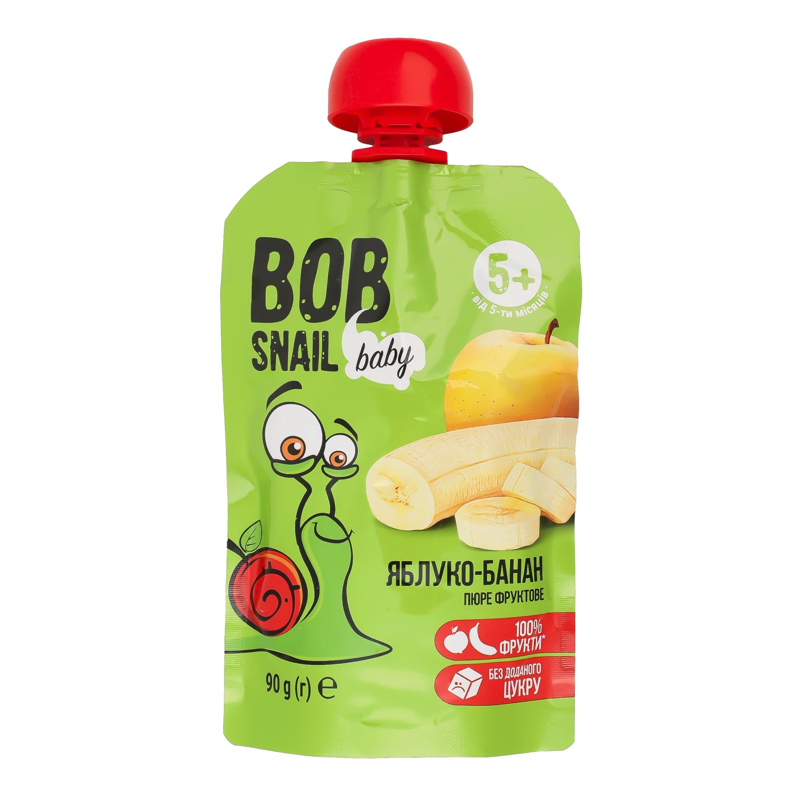 Пюре Bob Snail Baby Яблуко-банан фруктове для дітей від 5-ти місяців 90г Фото навігації №:1