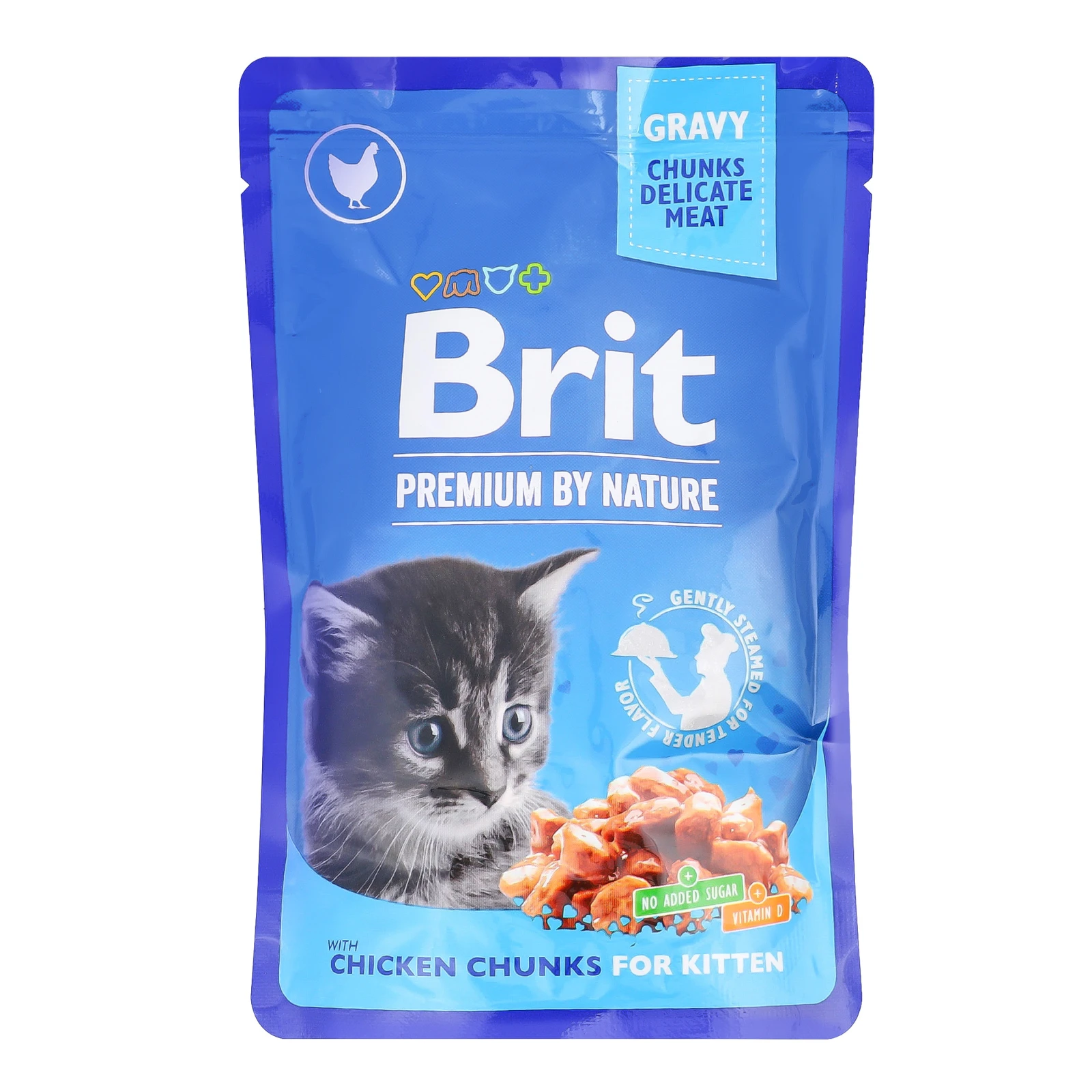 Корм вологий Brit Premium Шматочки курятини в соусі для кошенят 100г Фото №:1