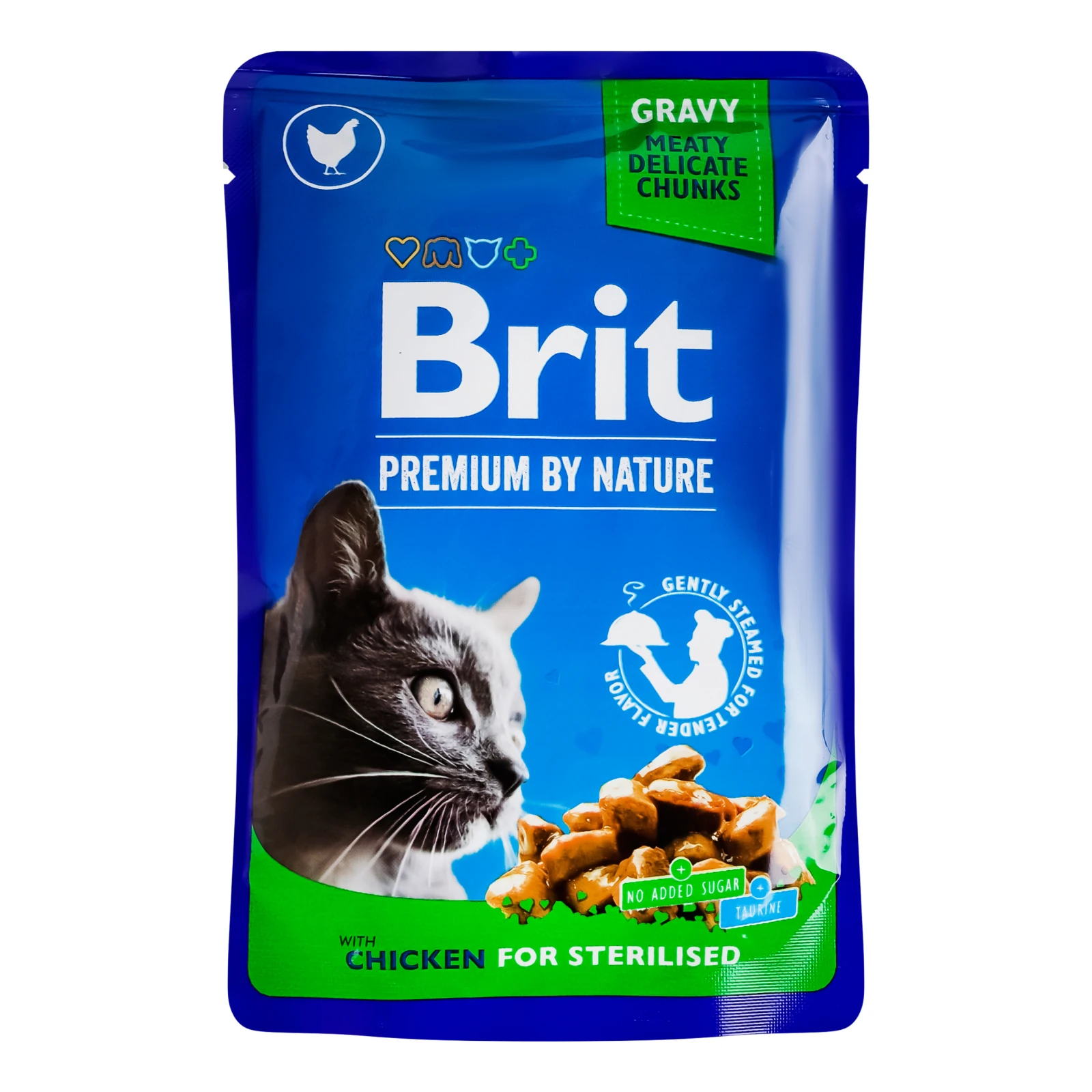 Корм вологий Brit Premium Шматочки курятини в соусі для стерилізованих котів 100г Фото №:1