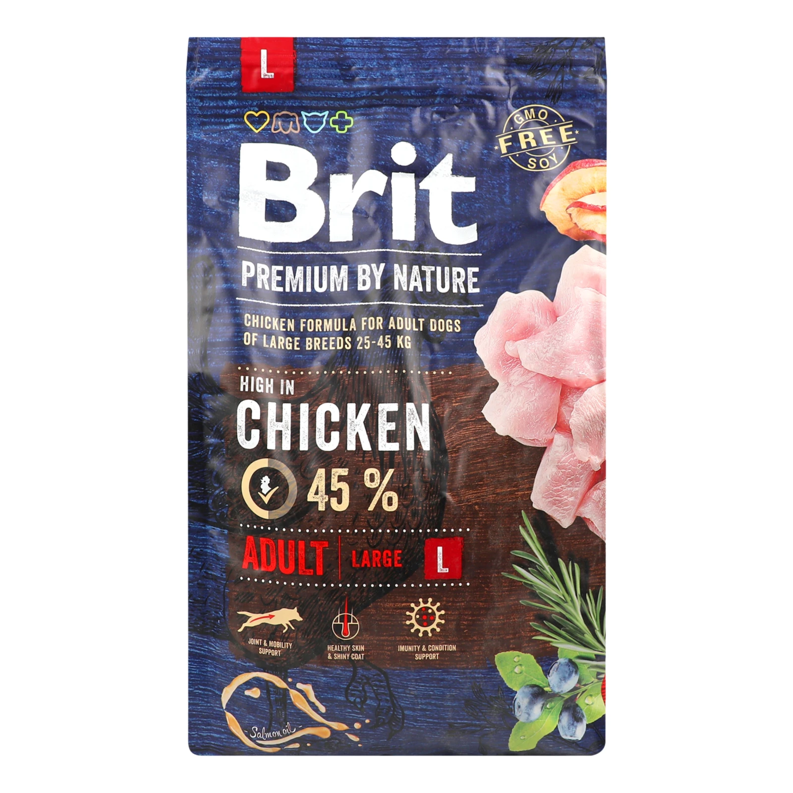 Корм для собак Brit Premium by Nature сухий повноцінний для дорослих собак великих порід з куркою 3кг Фото №:1