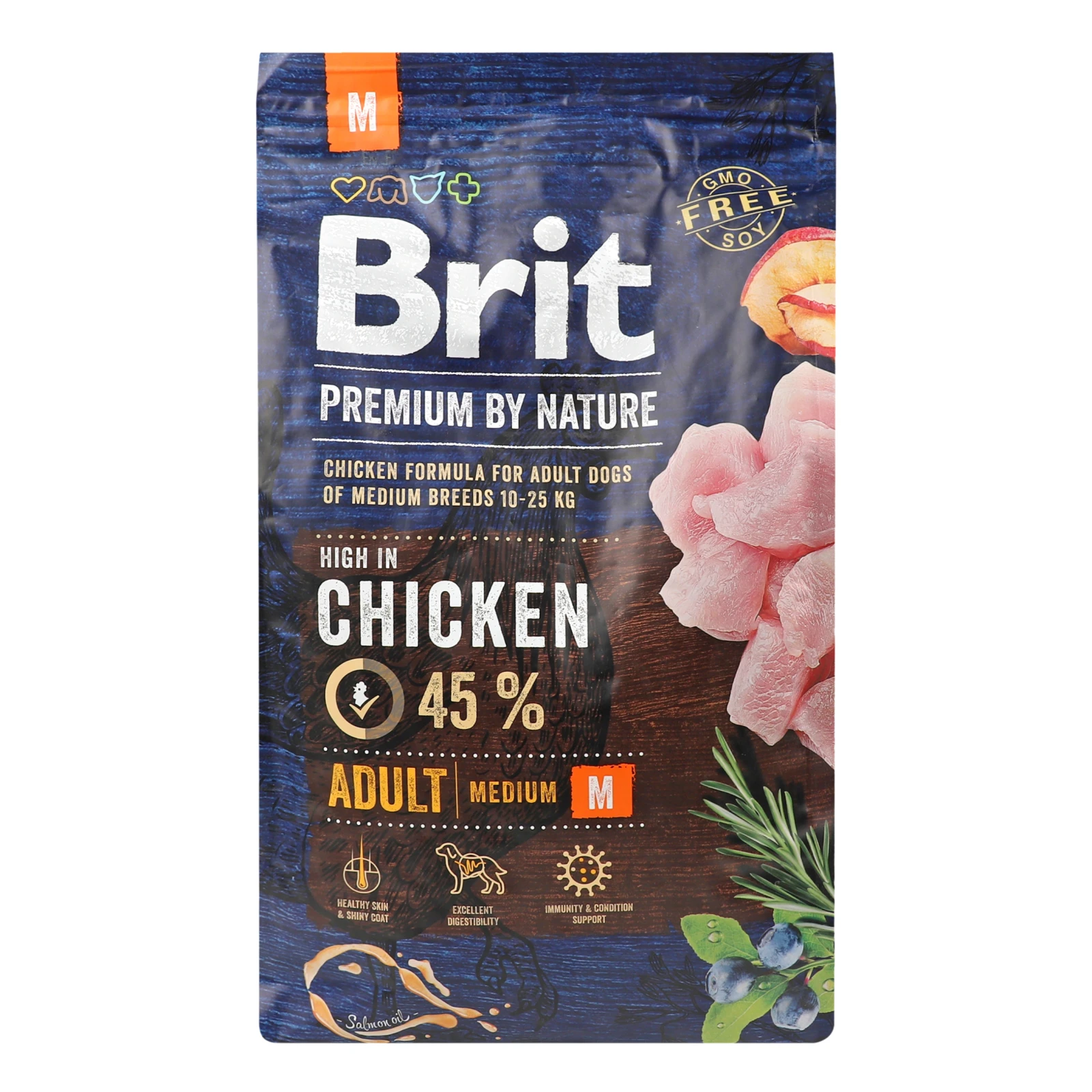 Корм для собак Brit Premium by Nature сухий повноцінний для дорослих собак середніх порід з куркою 3кг Фото №:1