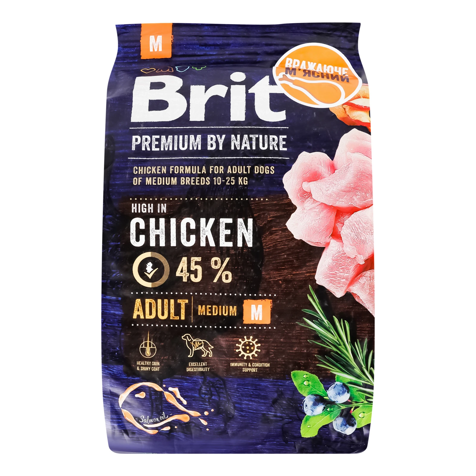 Корм сухий Brit Premium by Nature Chicken повноцінний для дорослих собак середніх порід 3кг Фото №:1
