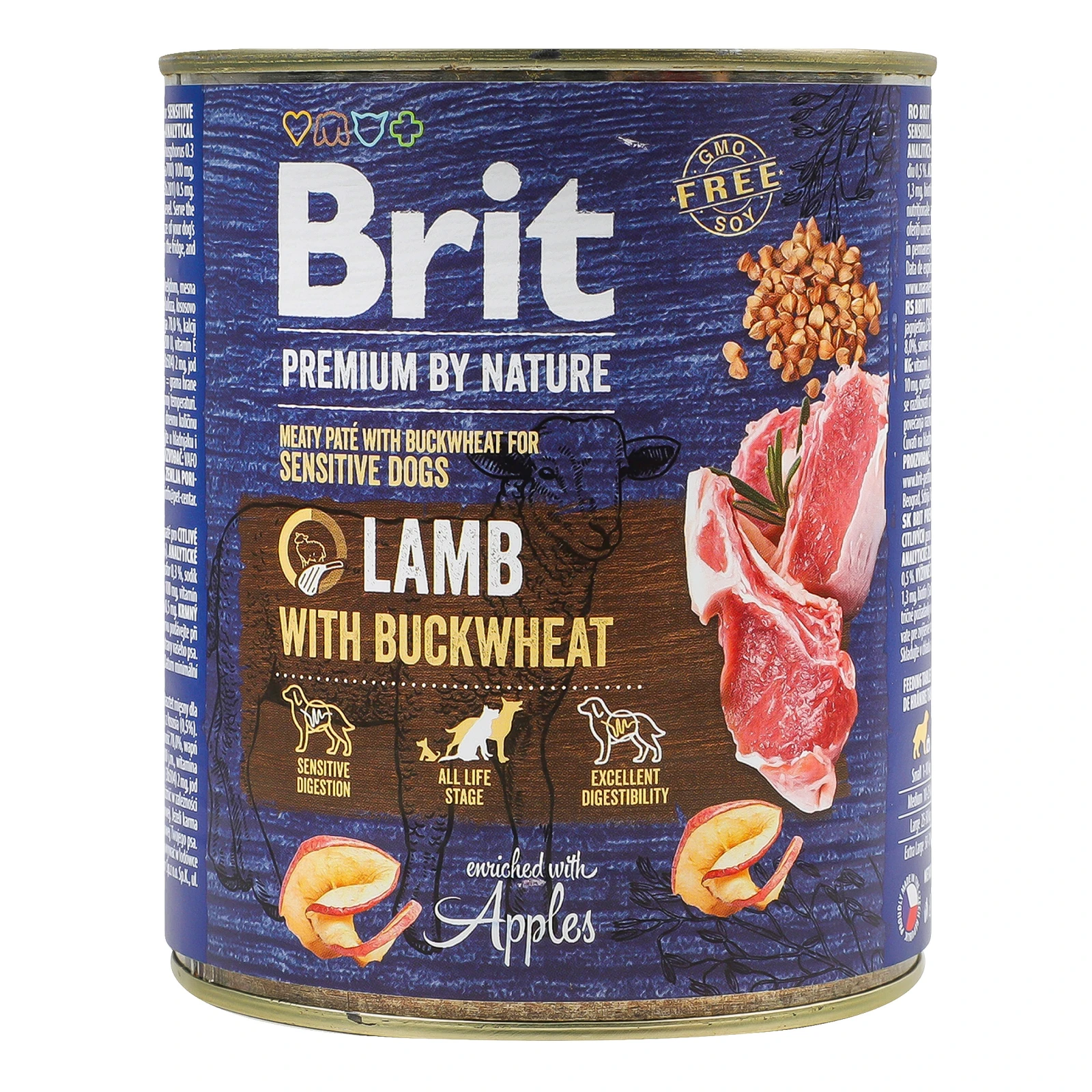 Корм для собак Brit Premium by Nature консервований комплексний для дорослих собак усіх порід ягня з гречкою 800г Фото №:1