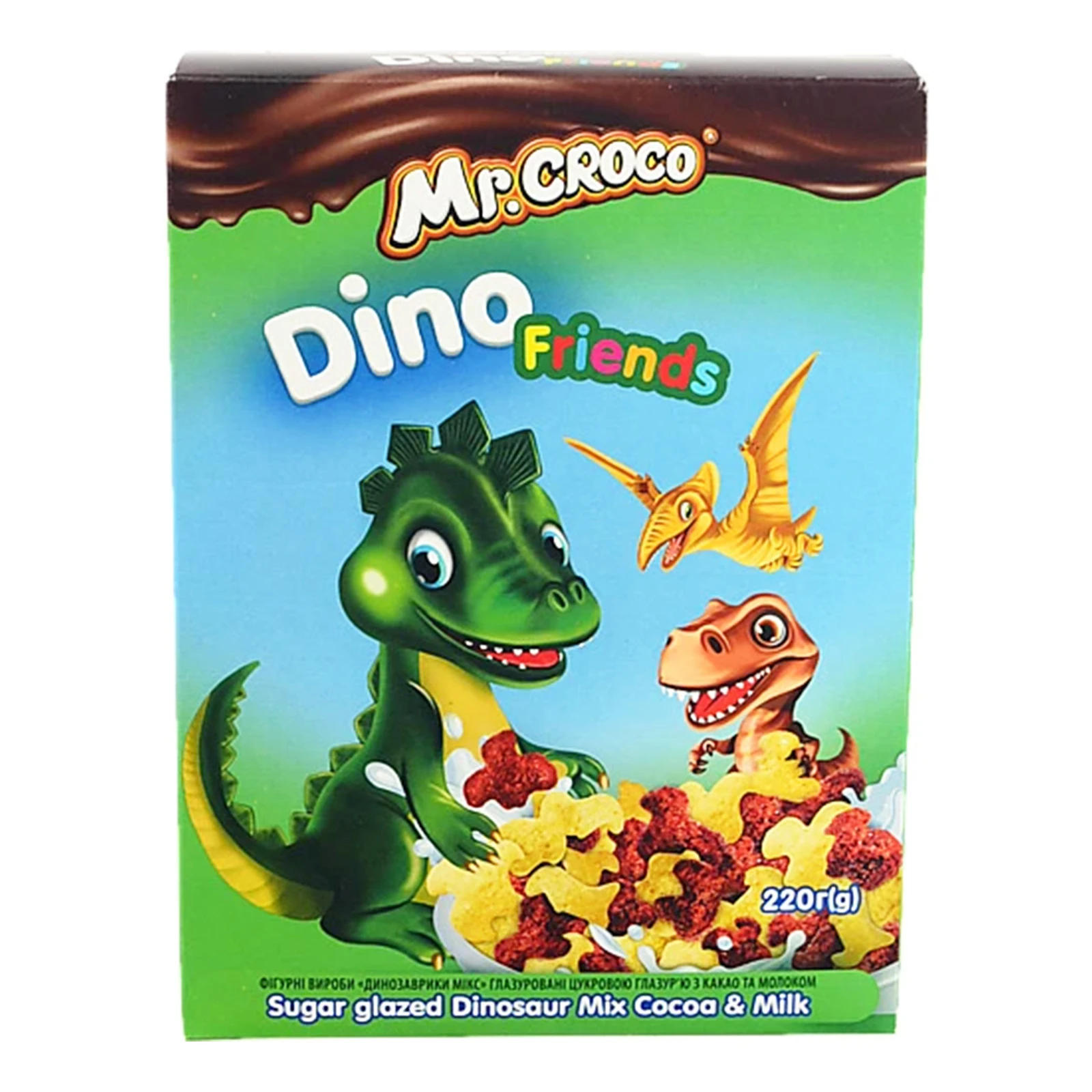 Сніданок сухий Mr. Croco Динозаврики Мікс з какао та молоком 220г Фото №:1