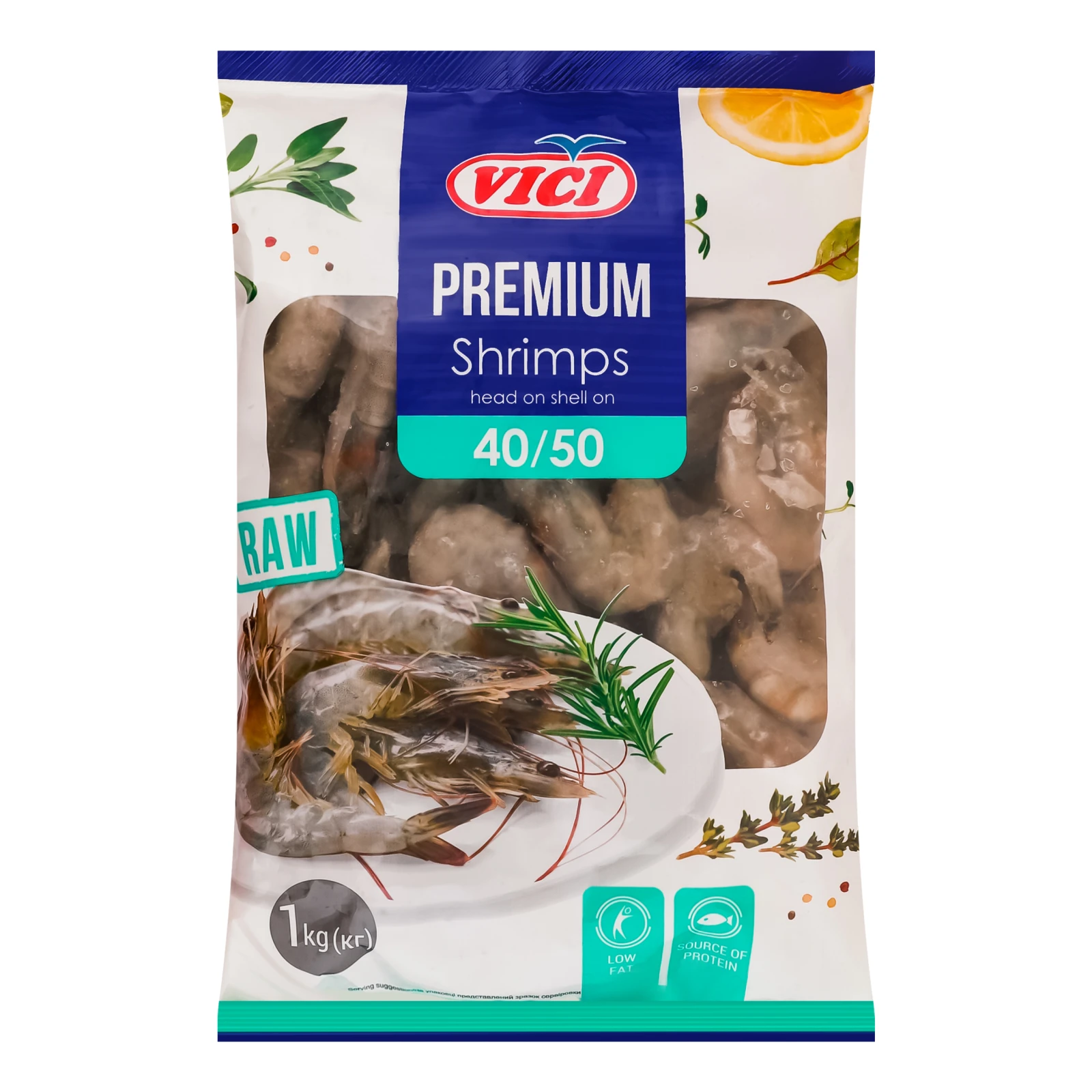 Креветки Vici Premium 40/50 нерозібрані сироморожені глазуровані 1кг Фото №:1