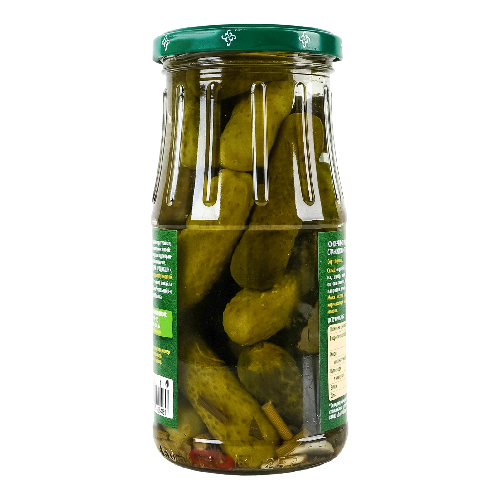 Огірки Верес корнішони мариновані слабокислі стерилізовані 435г Фото №:2