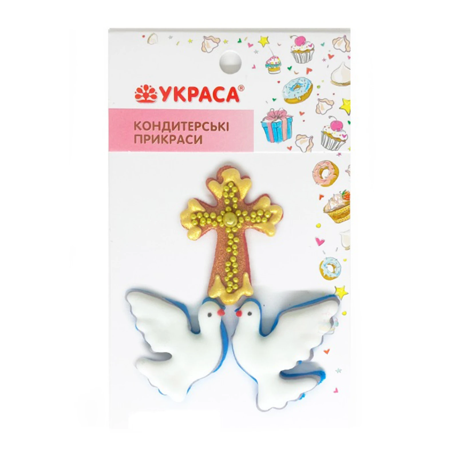 Набір декорацій Украса Два голуби з хрестиком в асортименті Фото №:1