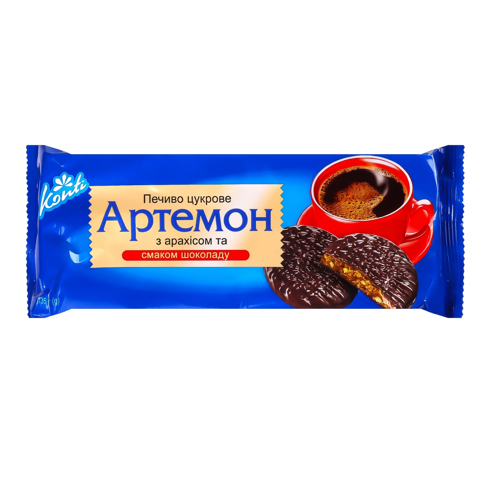 Печиво Konti Артемон цукрове з арахісом та смаком шоколаду 135г Фото №:1