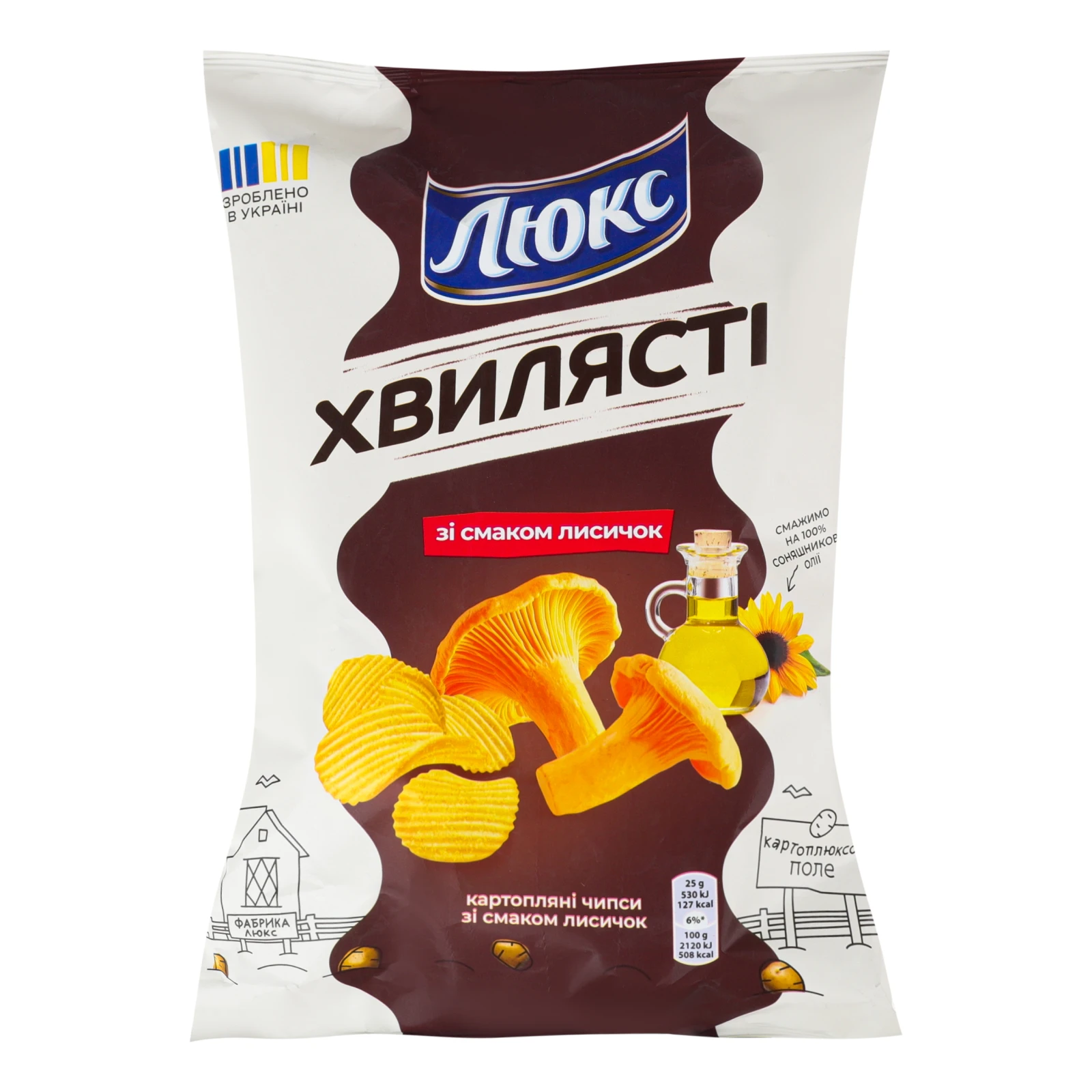 Чипси Люкс Хвилясті картопляні зі смаком Лисичок 125г Фото навігації №:1
