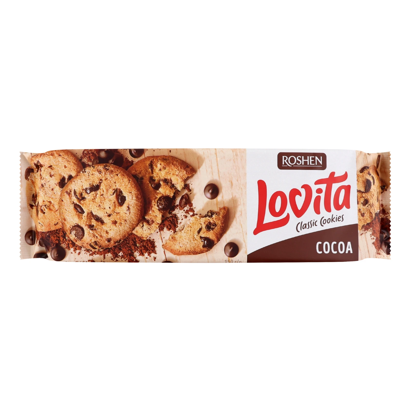 Печиво Roshen Lovita здобне Classic Cookies з кусочками глазурі 150г