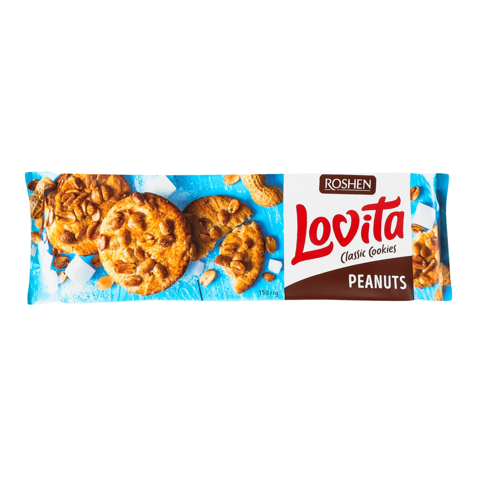 Печиво Roshen Lovita Classic Cookies здобне з арахісом 150г Фото навігації №:1