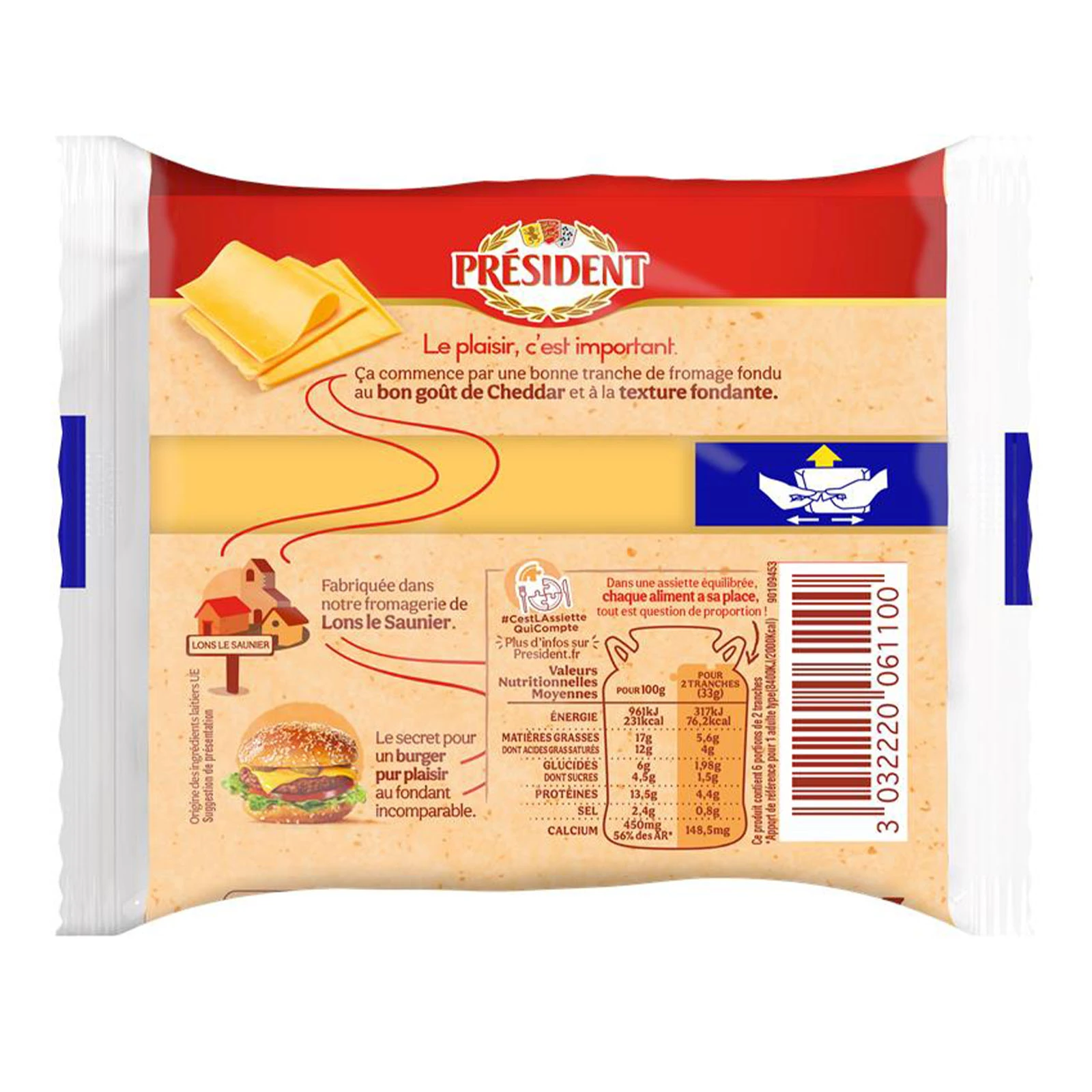 Сир President 200г 40% з Чеддером та Ементалем до бургерів Франція Фото №:2
