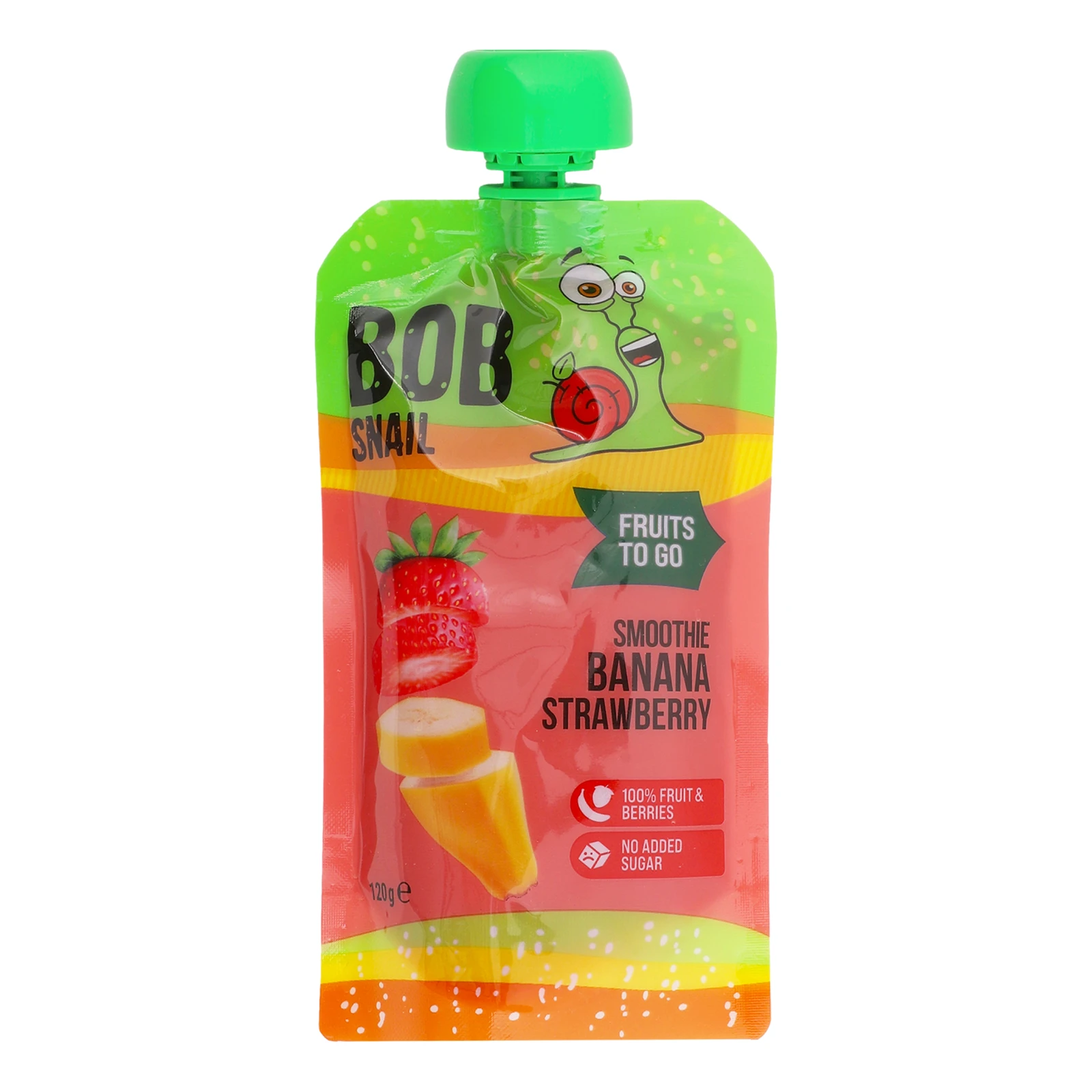Пюре Bob Snail Смузі фруктово-ягідне пастеризоване Банан-полуниця 120г