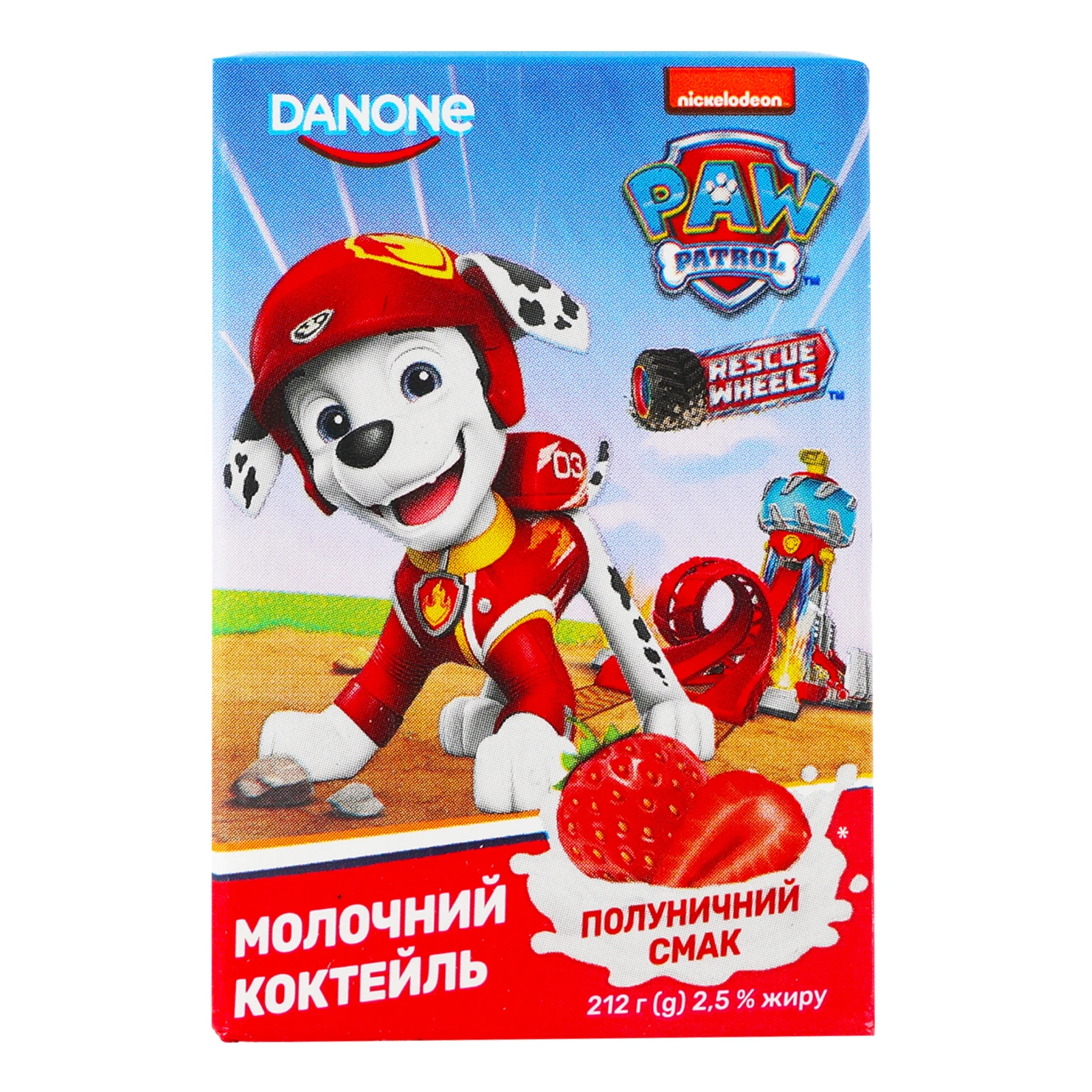 Коктейль молочний Danone Paw Patrol Полуничний 2.5% 212г Фото №:1