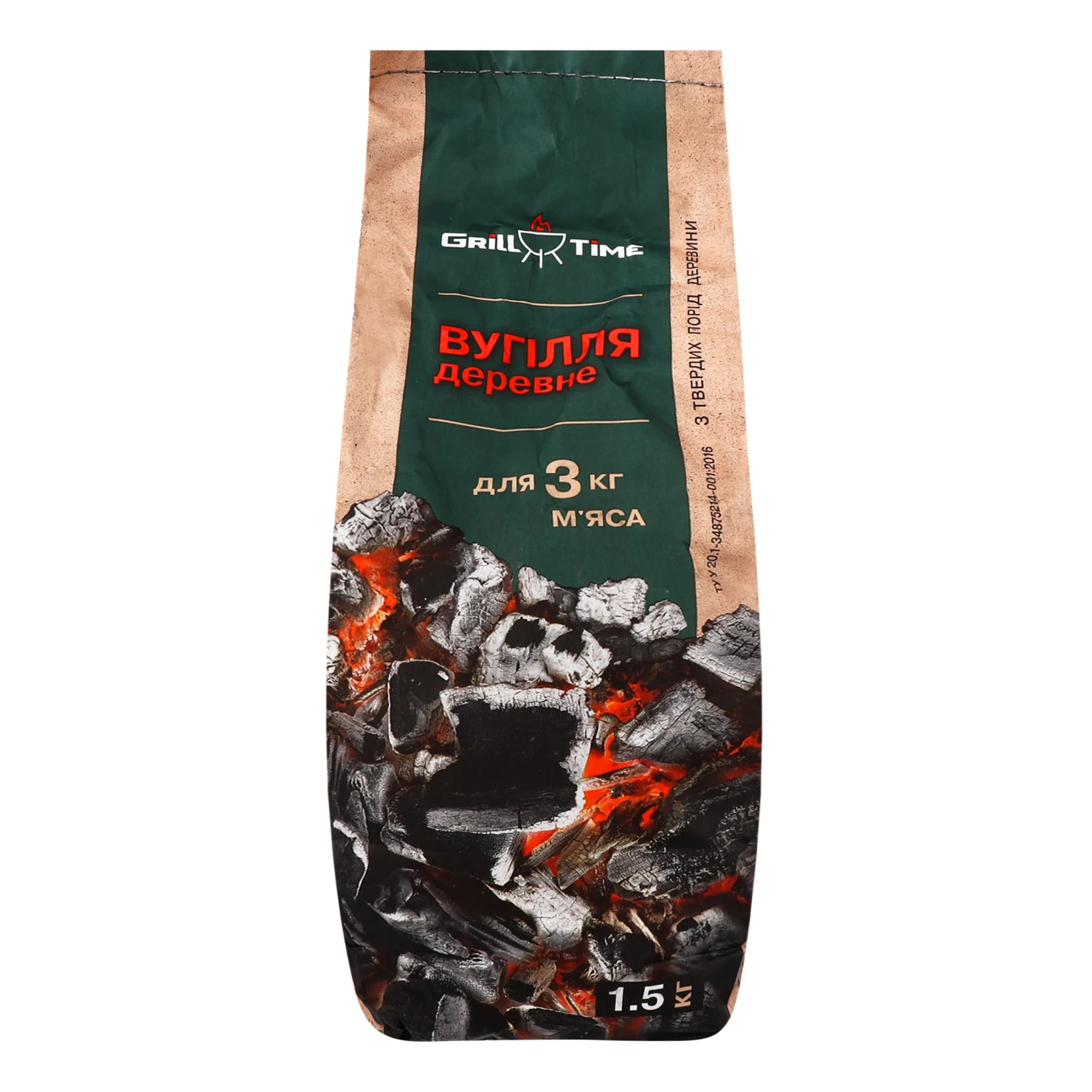 Вугілля Grill Time деревне 1.5кг Фото №:1