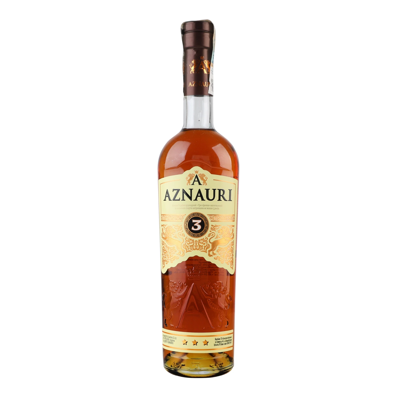 Коньяк Aznauri 3 зірки 40% 0.5л Фото №:1