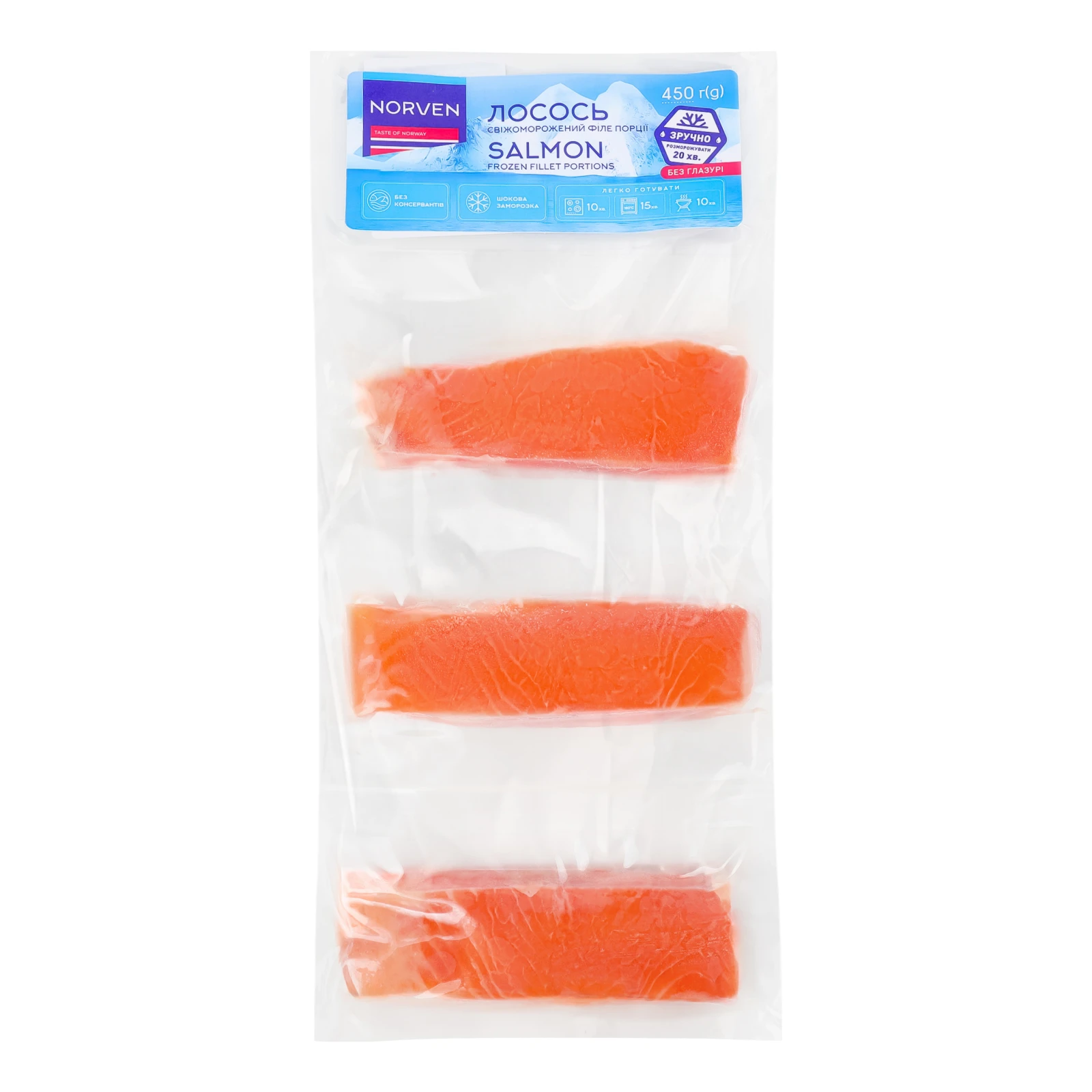 Лосось Norven філе порції свіжоморожений 450г Фото №:1