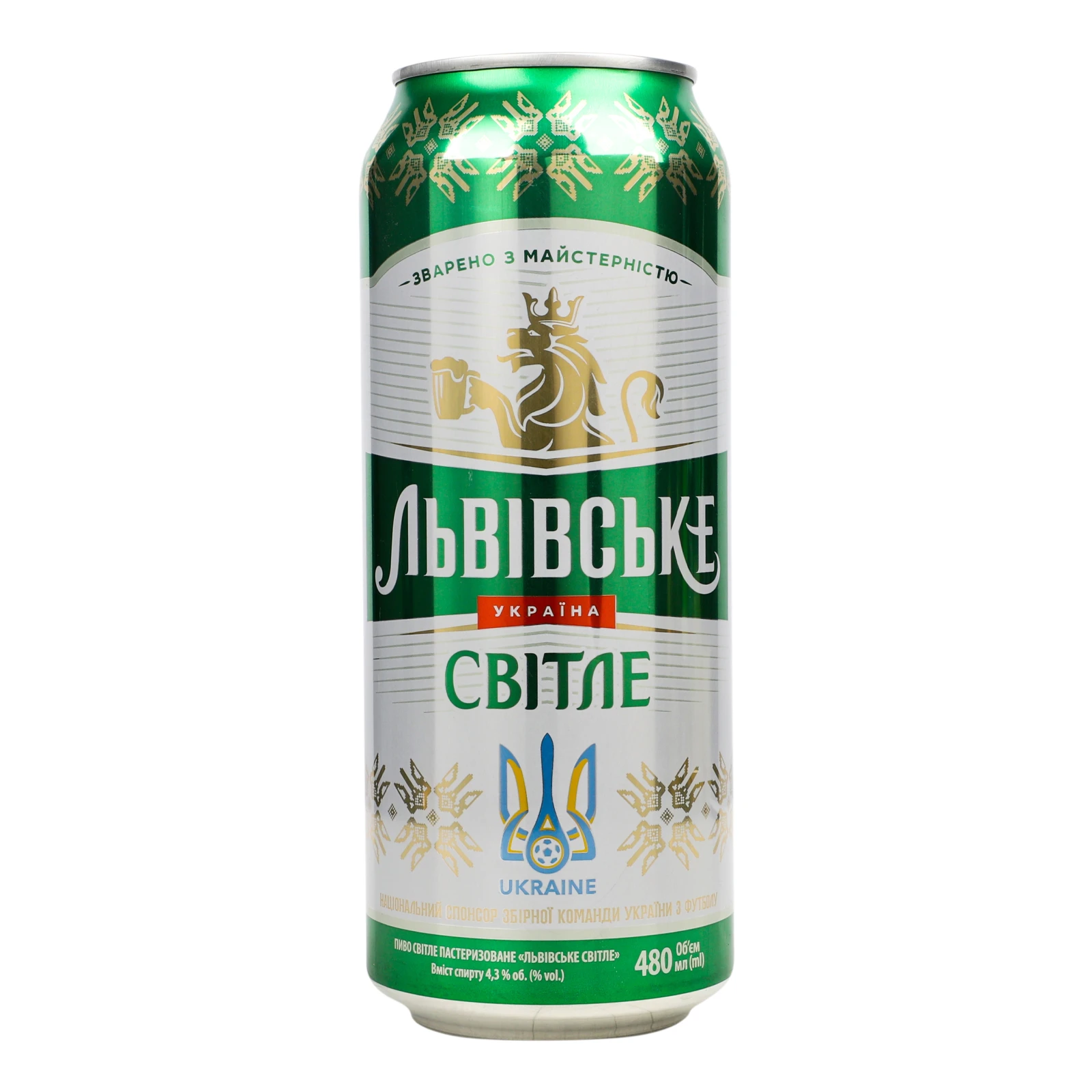 Пиво Львівське світле пастеризоване 4.3% 0.48л Фото №:1