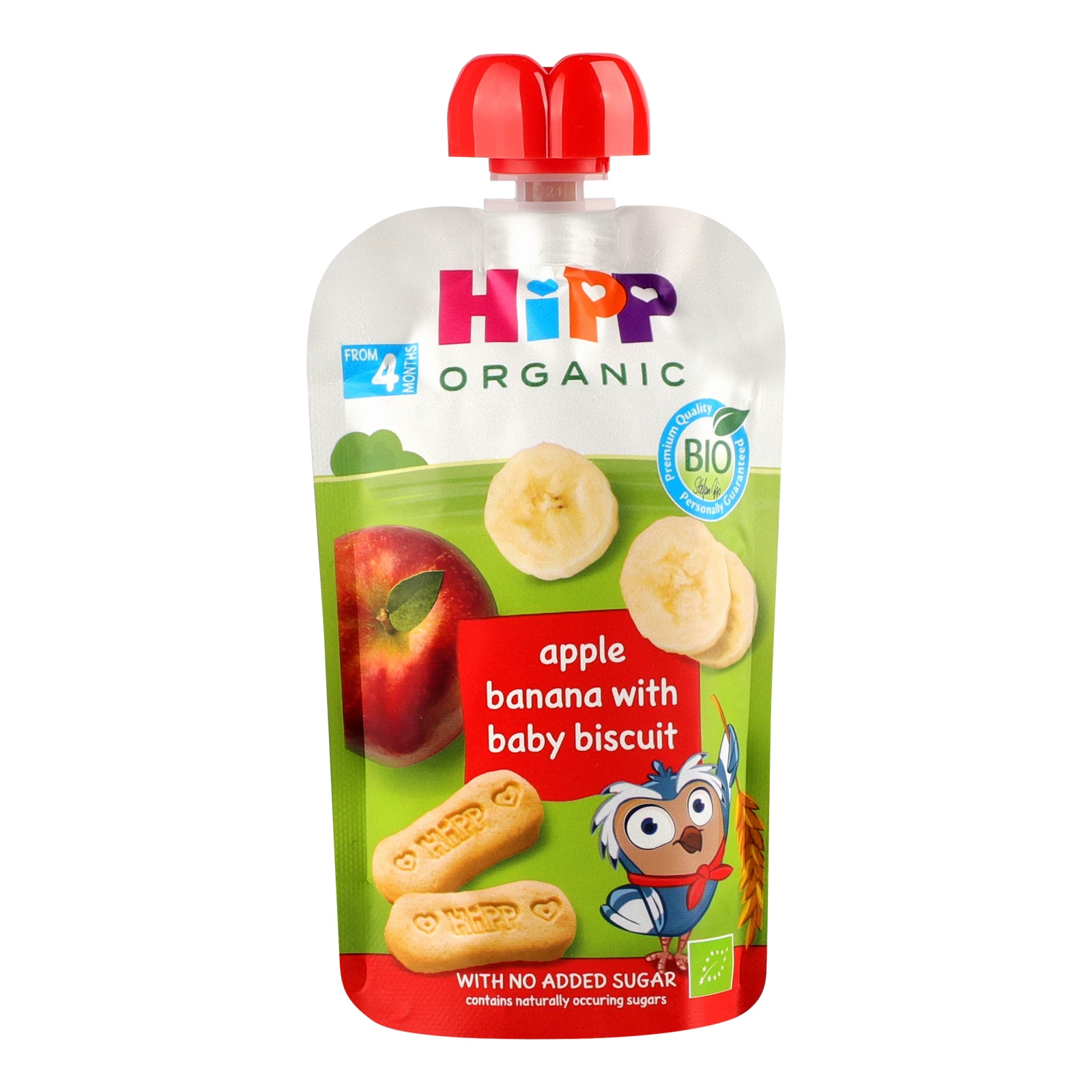 Пюре Hipp Organic фруктове Яблуко-банан з дитячим печивом для дітей від 4-х місяців 100г Фото навігації №:1