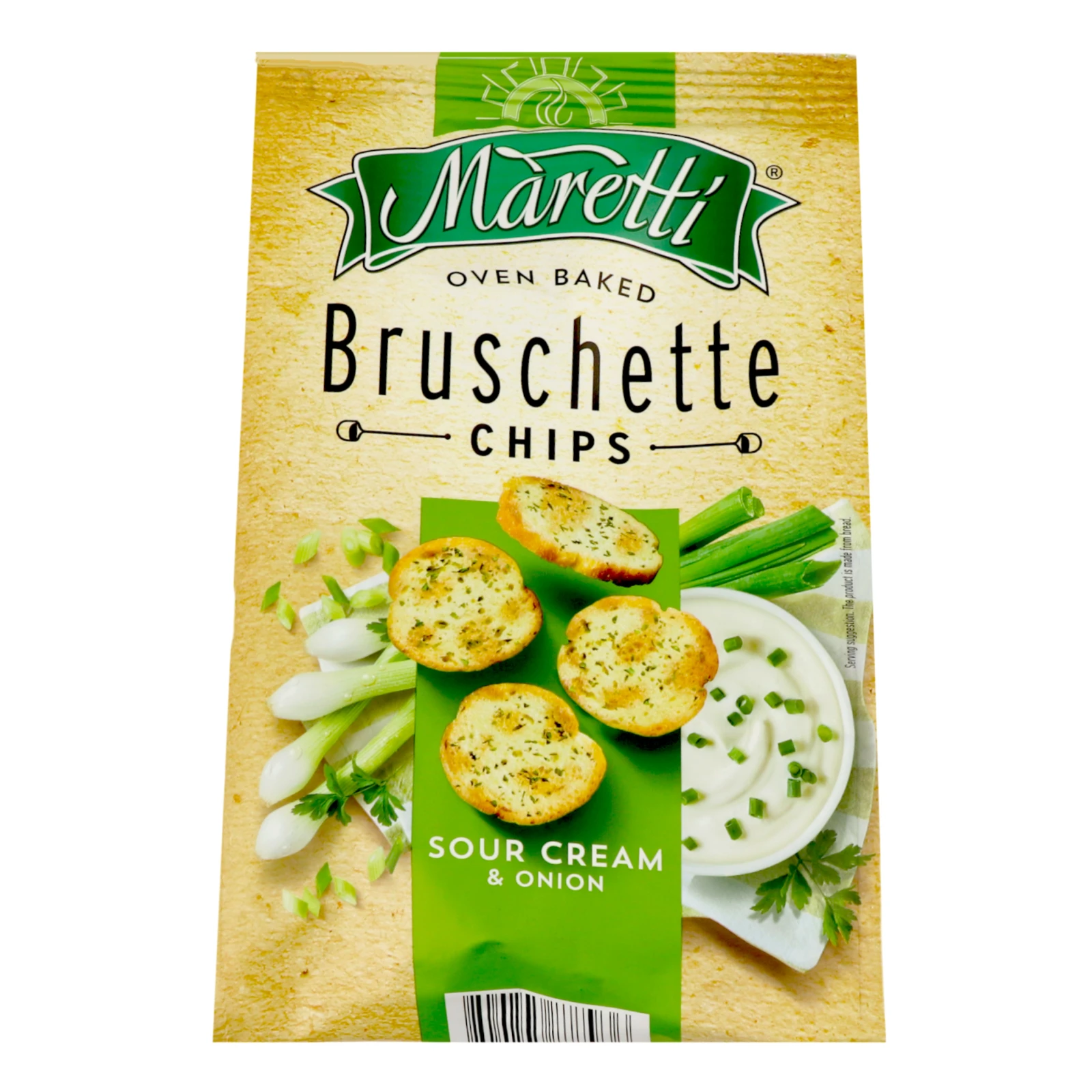 Брускети Maretti хлібні запечені зі смаком вершків та цибулі 140г Фото №:1