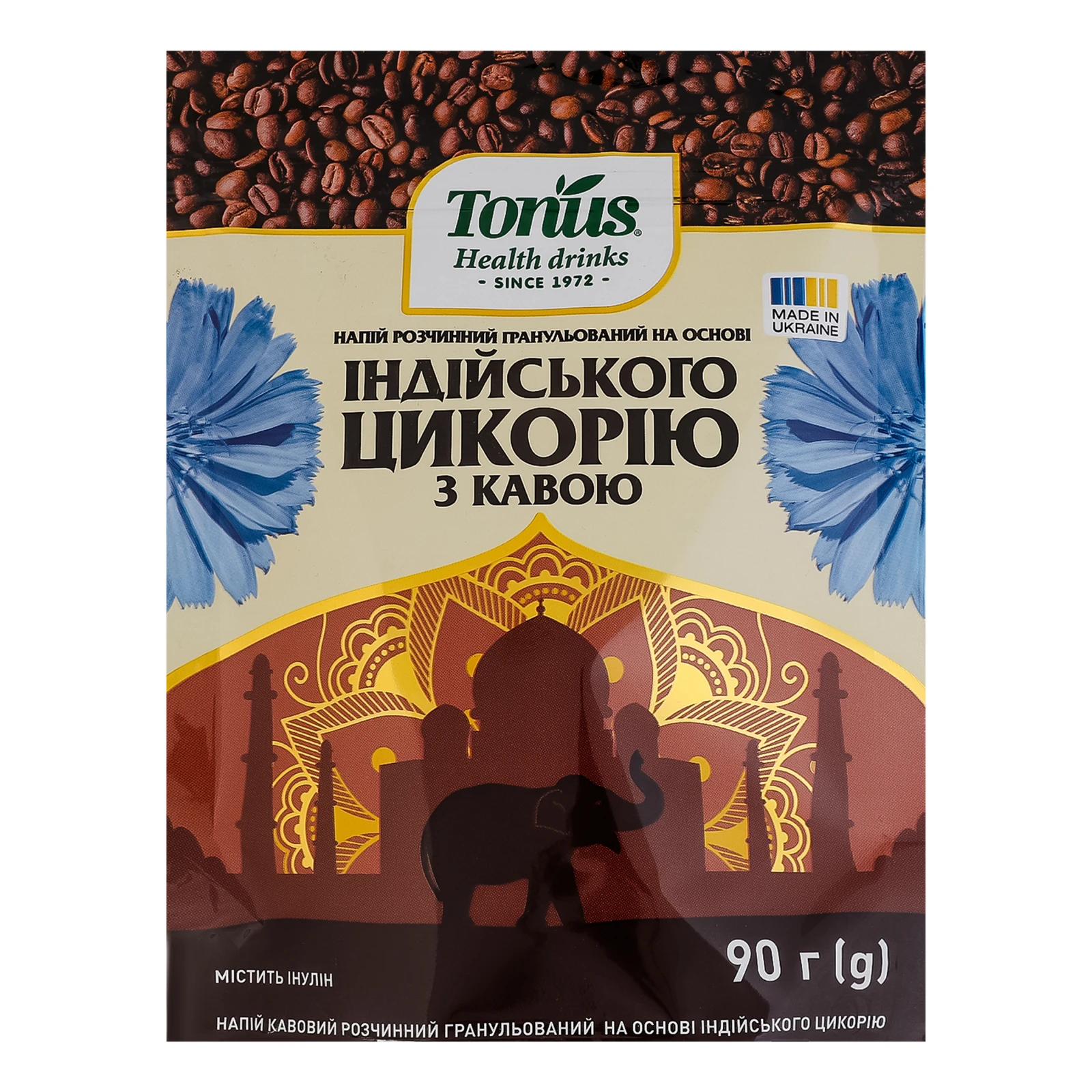 Напій кавовий Тонус розчинний гранульований на основі індійського цикорію з кавою 90г Фото №:1