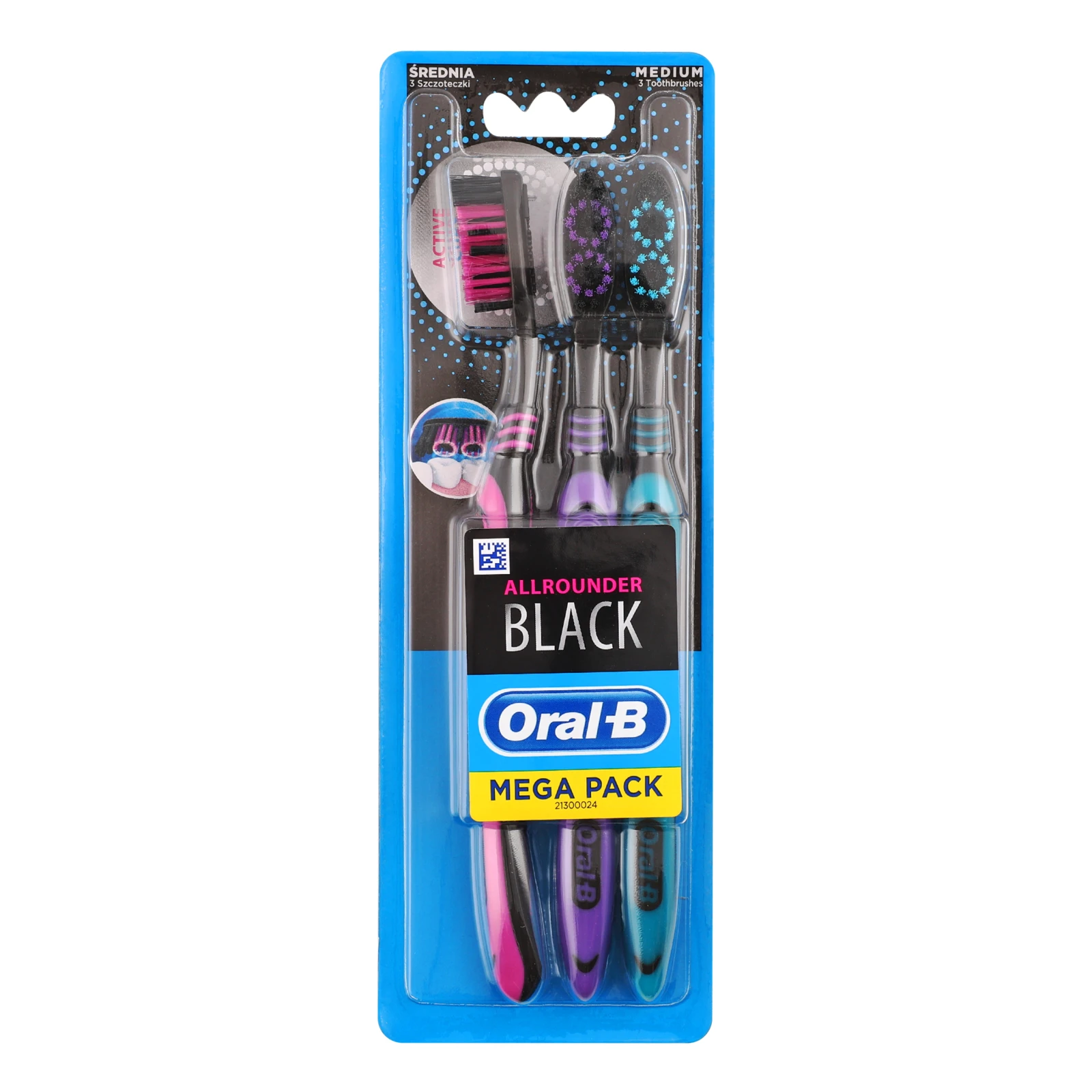 Щітка зубна Oral-B Allrounder Black Medium 3шт/уп Фото №:1