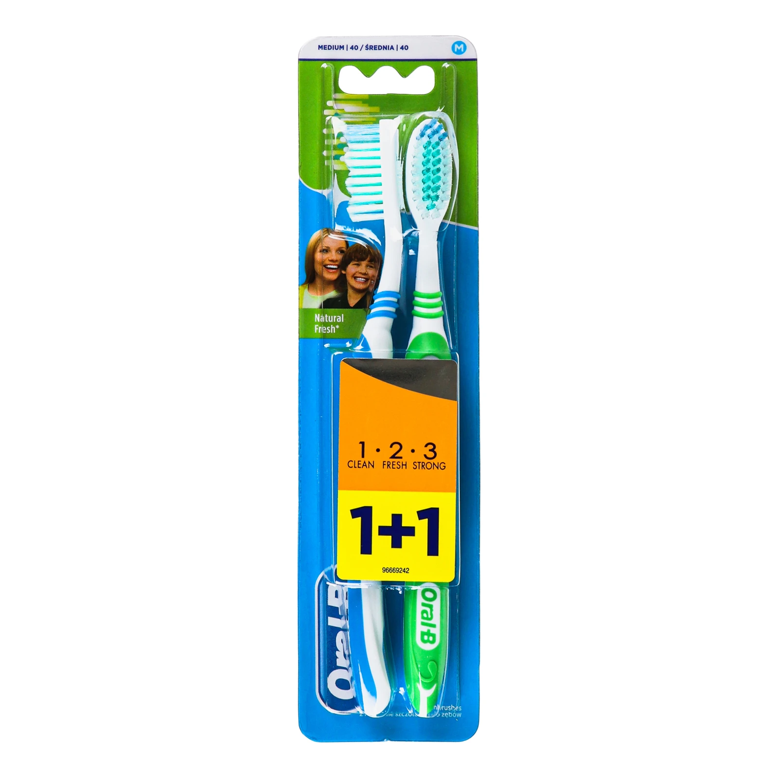 Щітка зубна Oral-B Natural Fresh Medium 40 2шт/уп Фото №:1