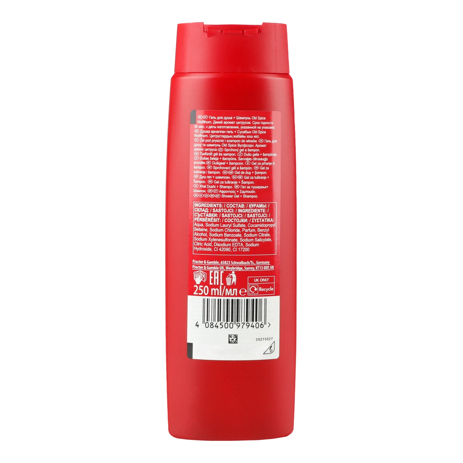 Гель для душу та шампунь Old Spice Wolfthorn 3в1 250мл Фото №:2