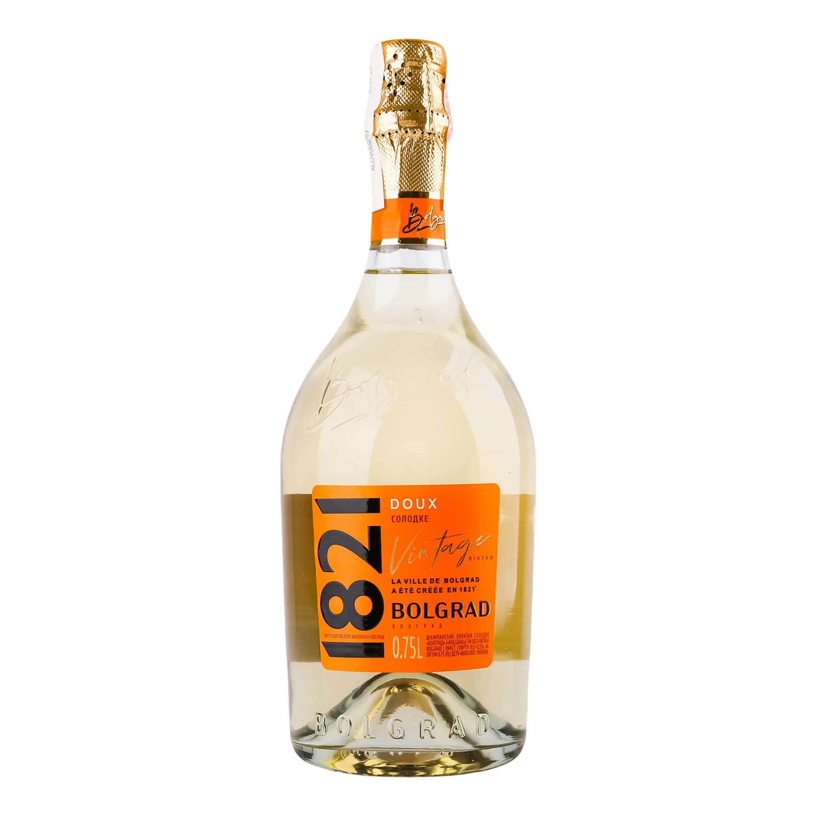 Вино ігристе 1821 Vintage Bolgrad солодке 10.5-12.5% 0.75л Фото №:1
