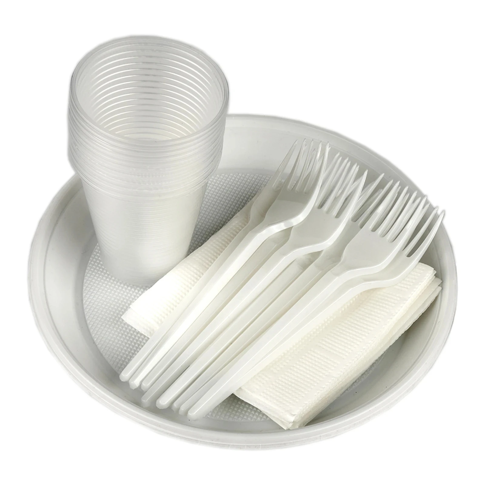 Набір разового посуду з серветкою на 10 персон Фото №:1