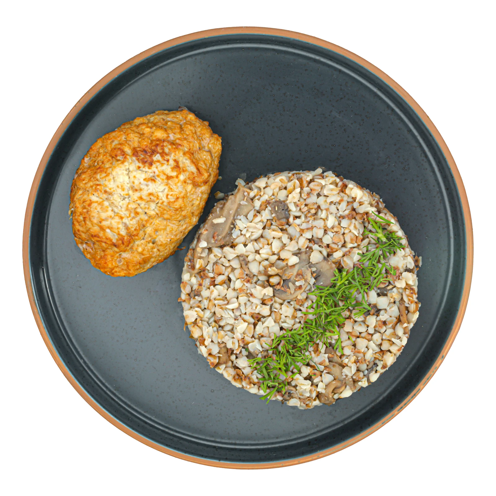 Твій обід N1 - гречка з печерицями та котлета домашня 350г Фото №:1